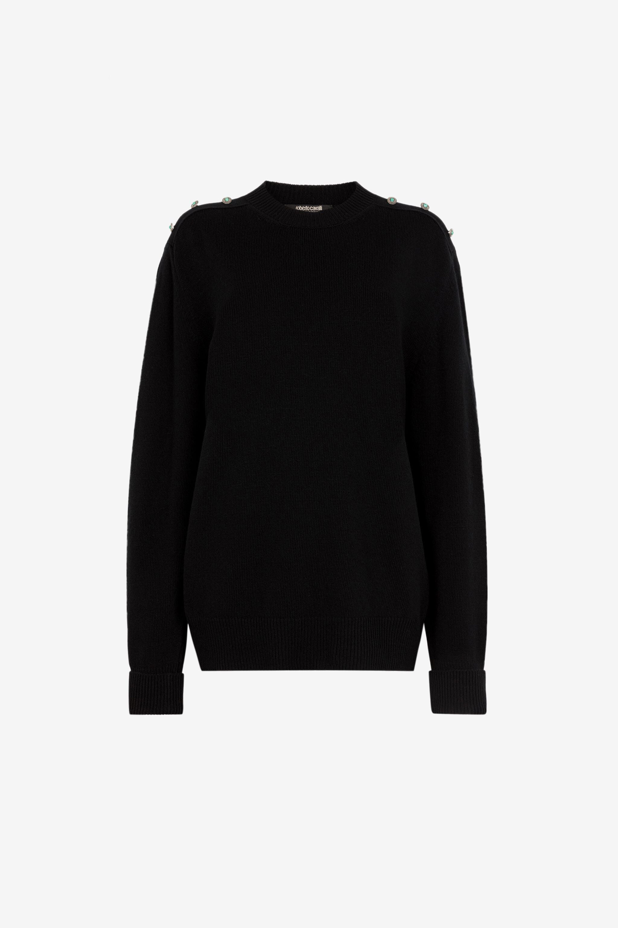 Roberto Cavalli Stud-embellished Crew-neck Jumper In Black