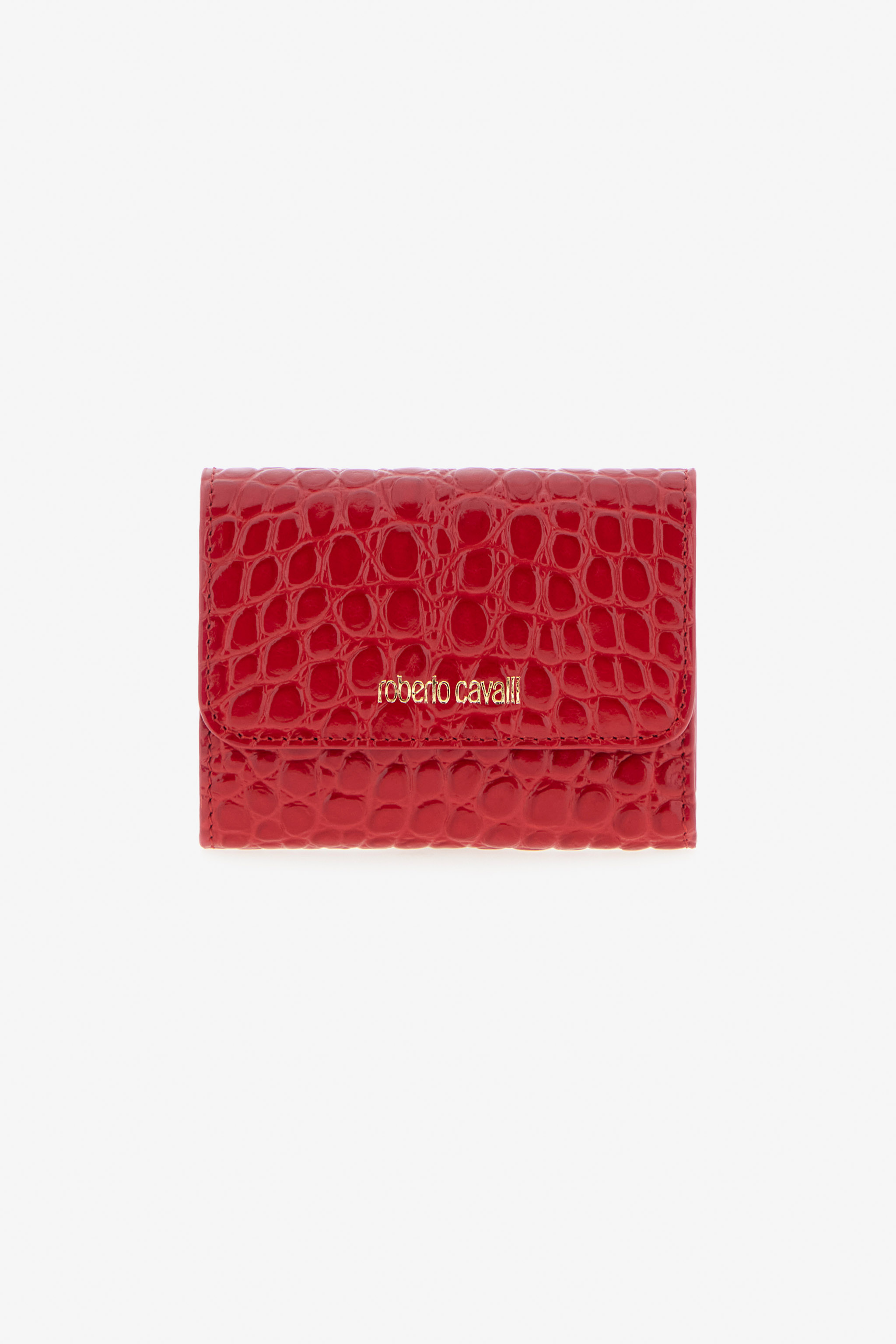 Roberto Cavalli Crocodile-print Wallet In Red