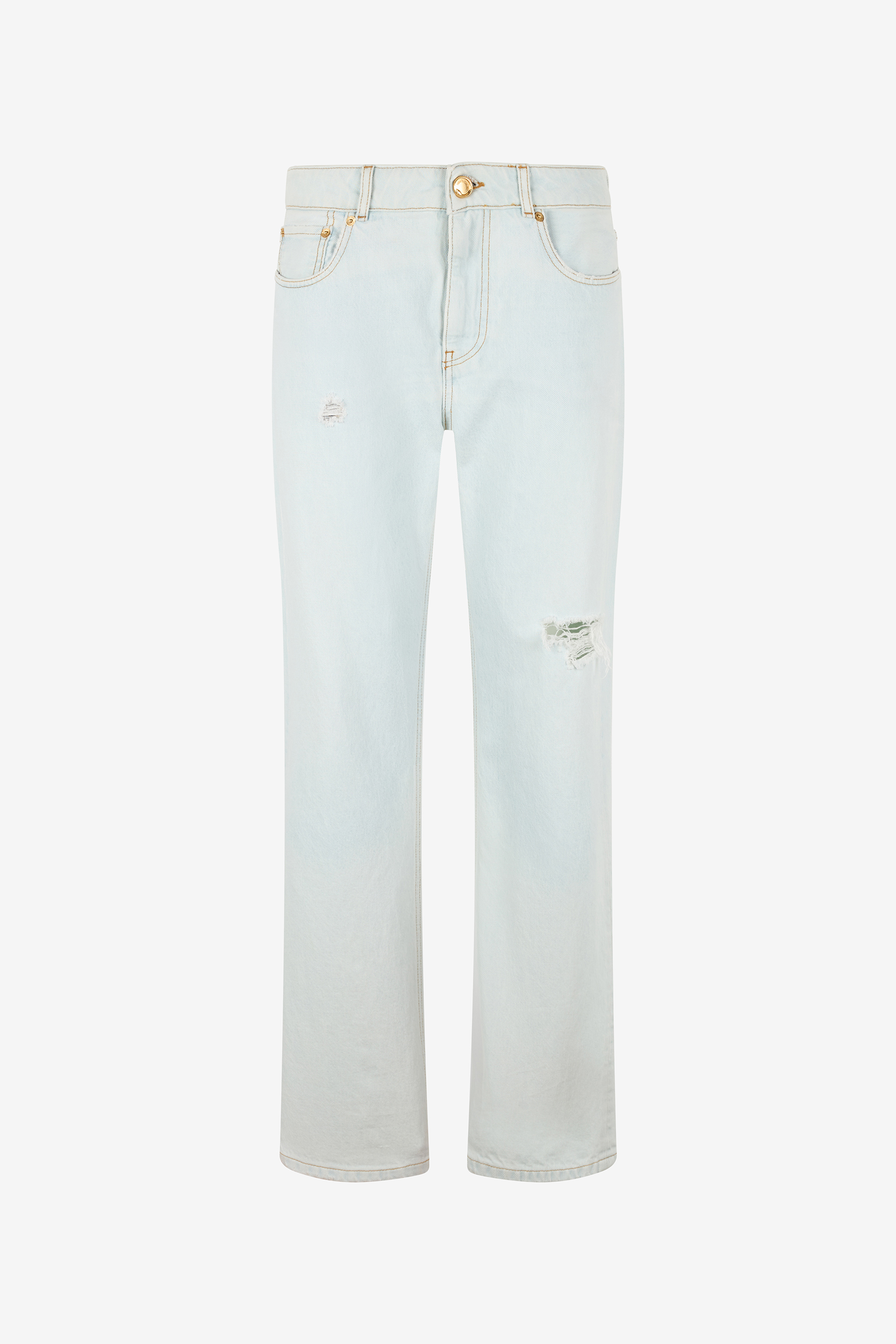 Roberto Cavalli Women's Light/Dark/Blue -Wash Denim Jeans With Distressed Details - Trousers & Shorts