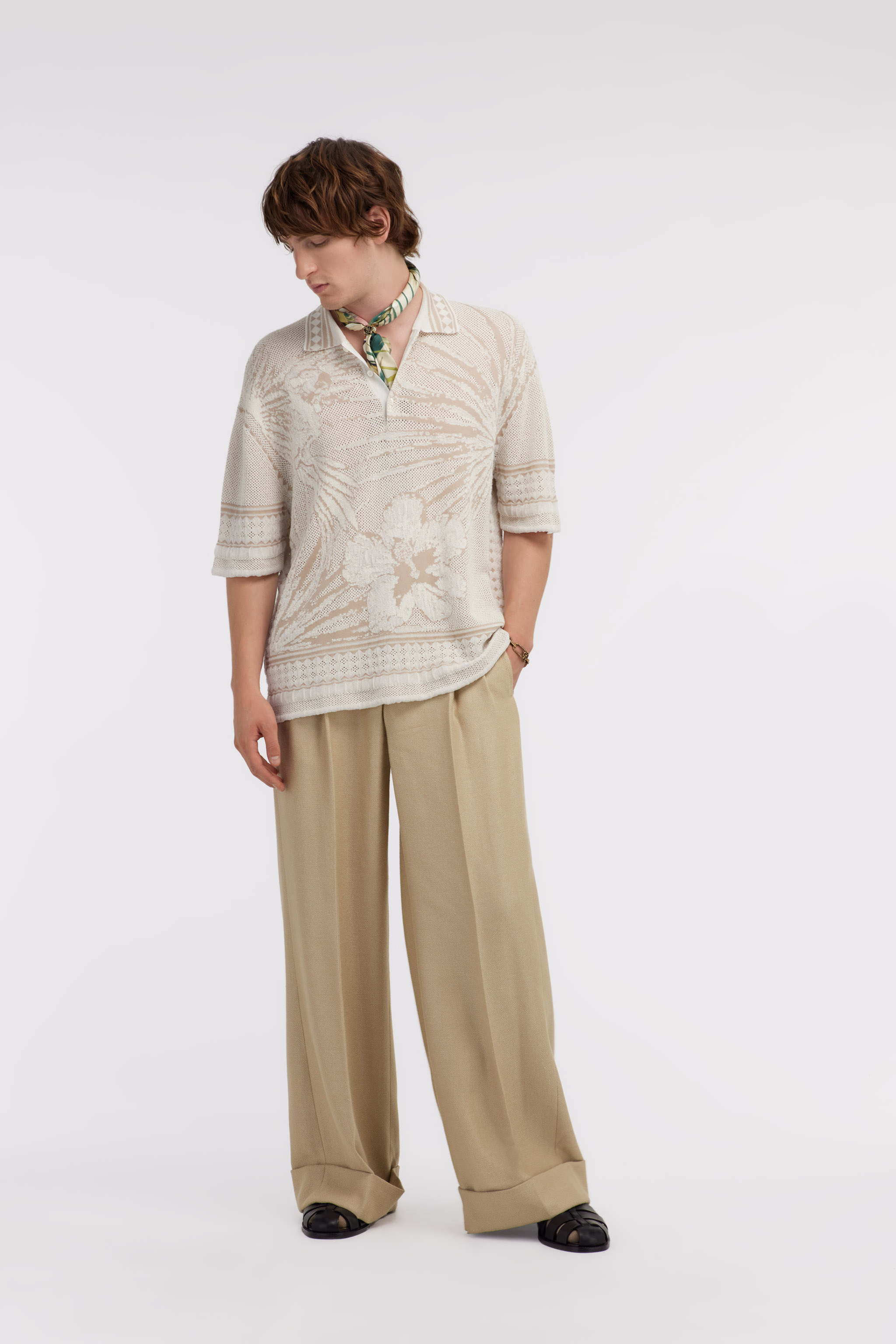 Roberto Cavalli Polo Shirt With Embroidery In Ivory
