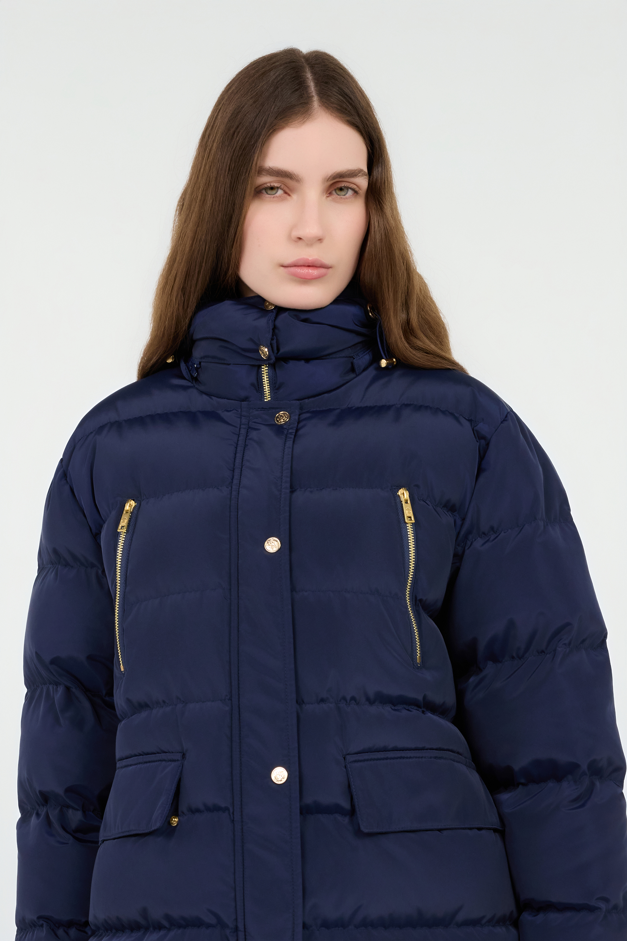 Roberto Cavalli Marble Print Down Jacket In Blue