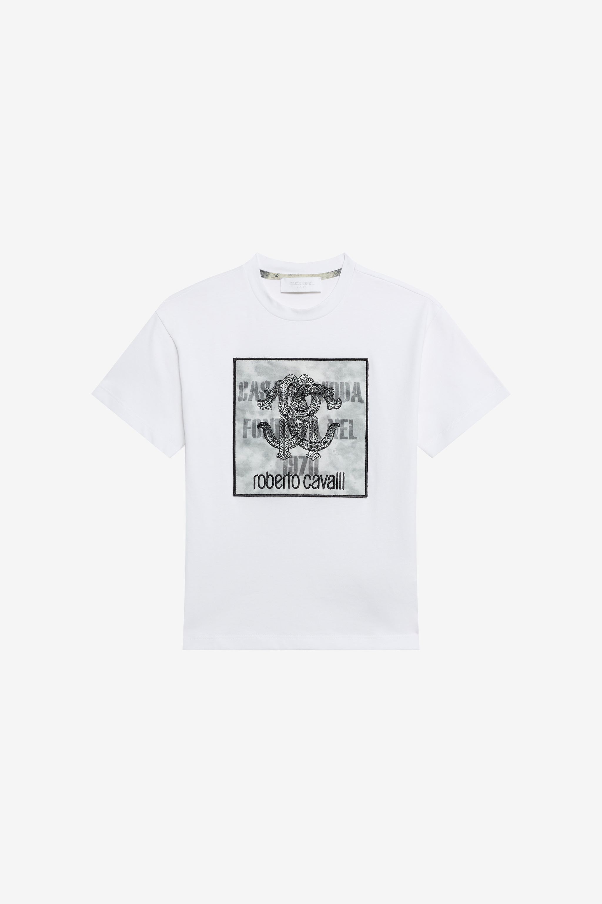 Roberto Cavalli Boys White T-Shirt With Monogram Rc - Ready To Wear Optical