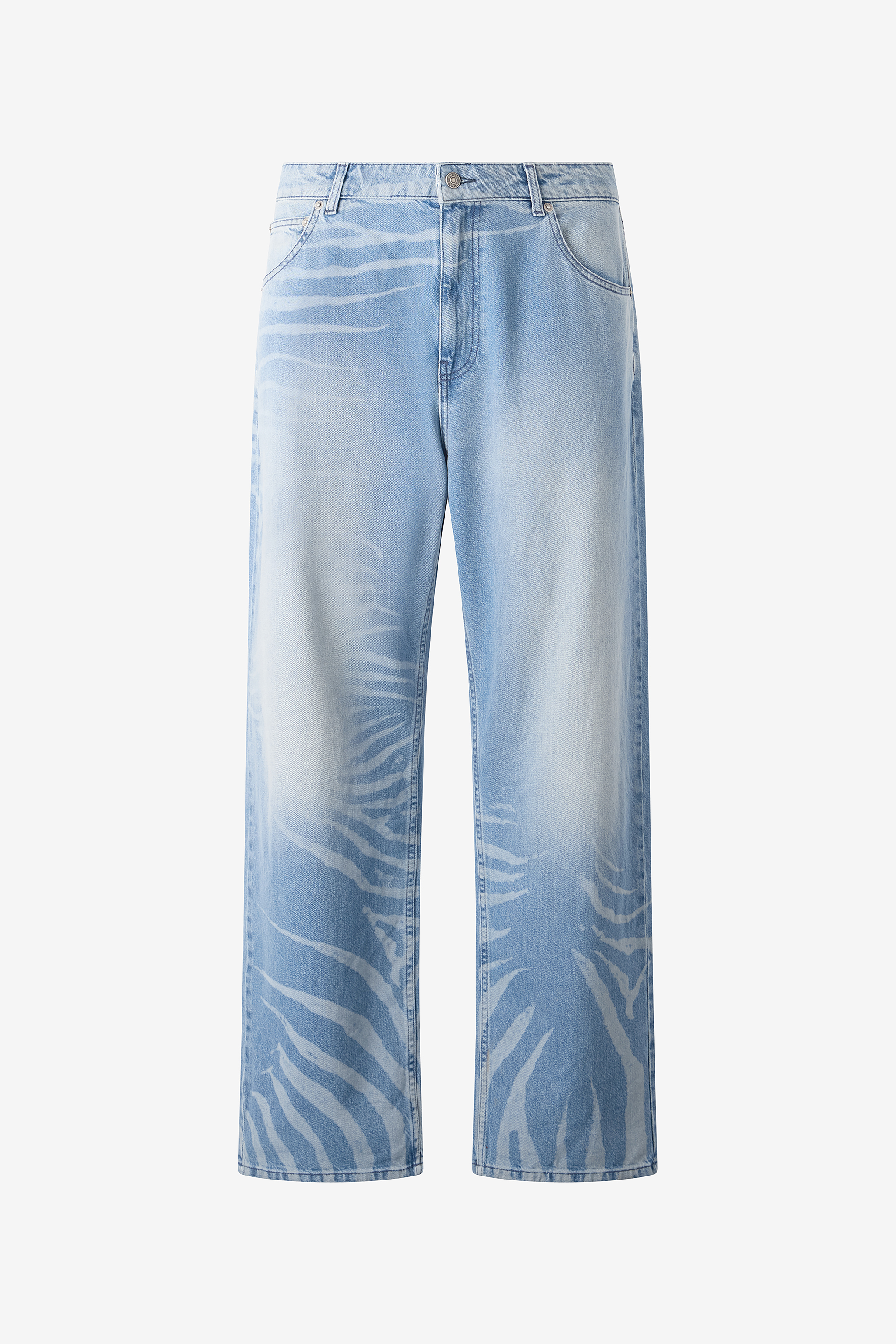 Roberto Cavalli Men's Light/Blue Zebra Design Jeans - Ready To Wear
