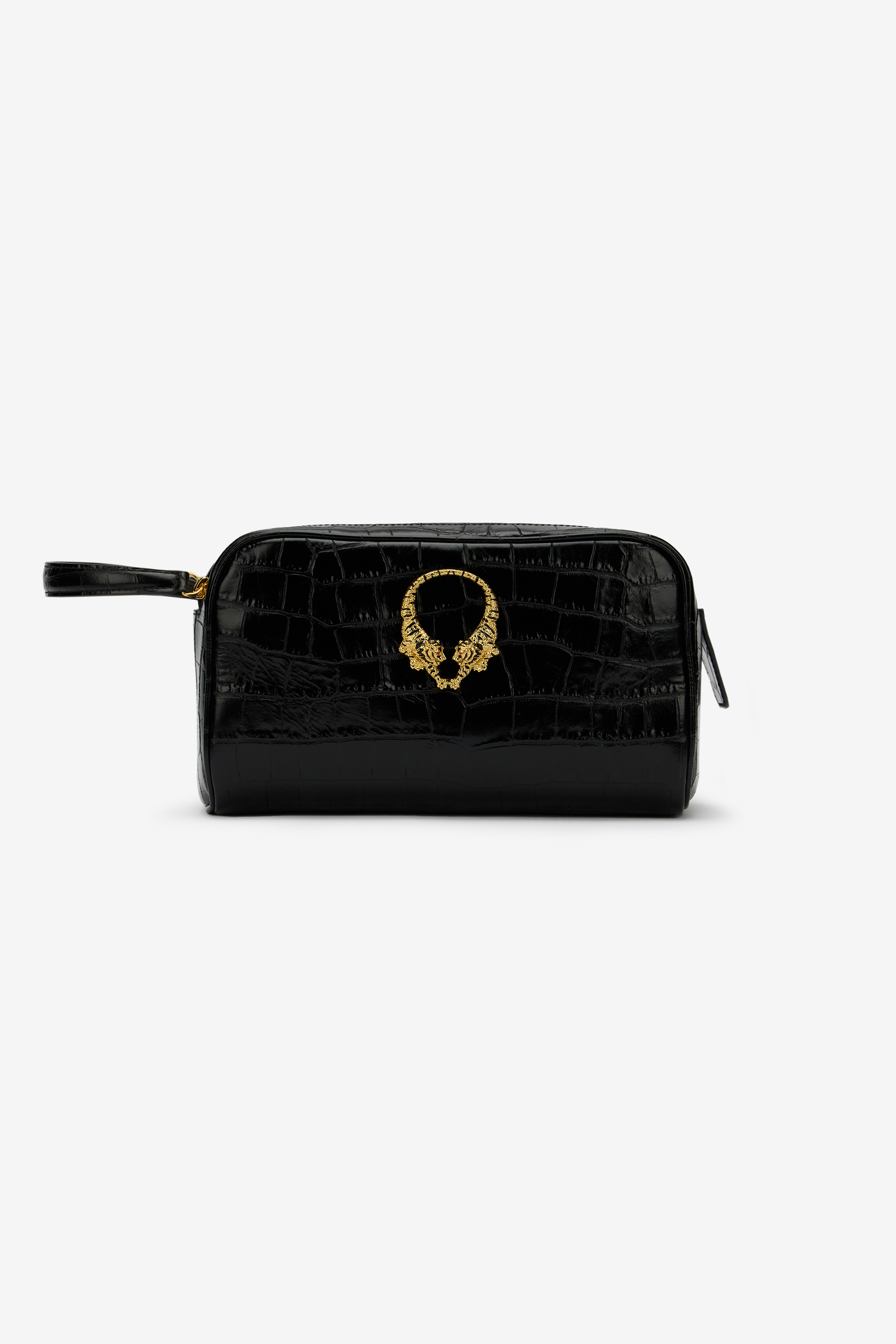 Roberto Cavalli Black Leather Cosmetic Case
