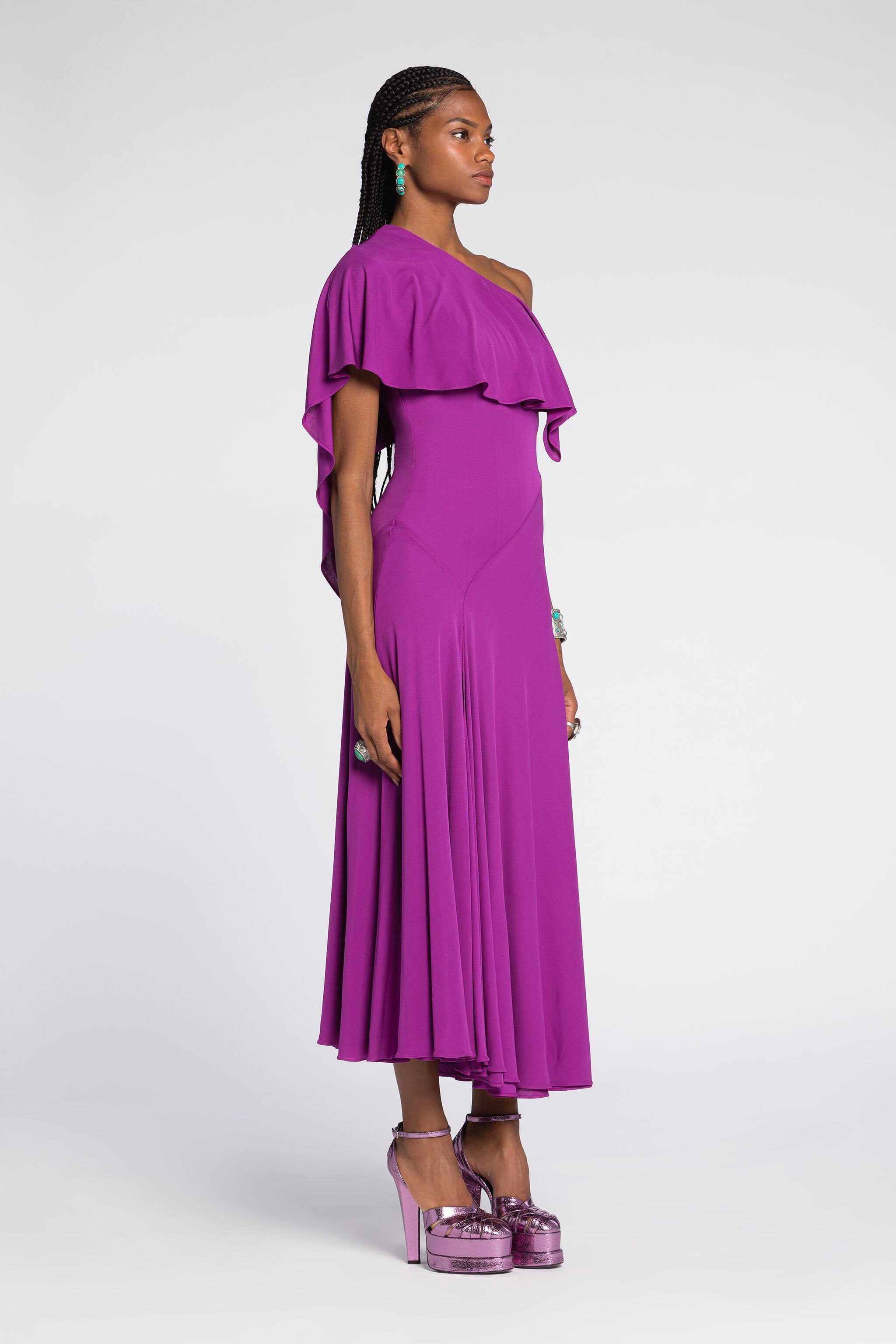 ROBERTO CAVALLI DRAPIERTES ONE-SHOULDER-KLEID