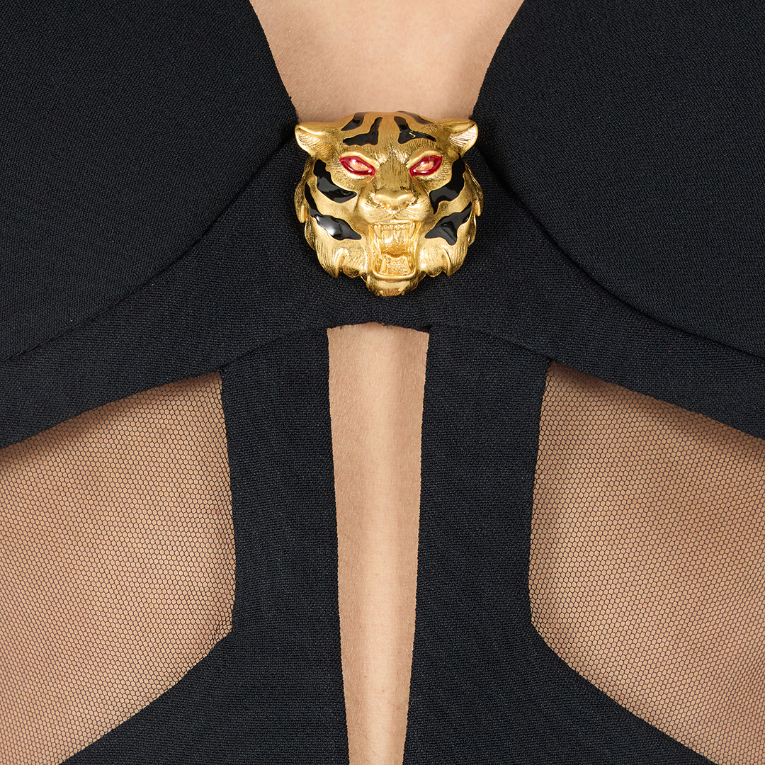 Shop Roberto Cavalli Minikleid Mit Cut Out Und Tiger In Black