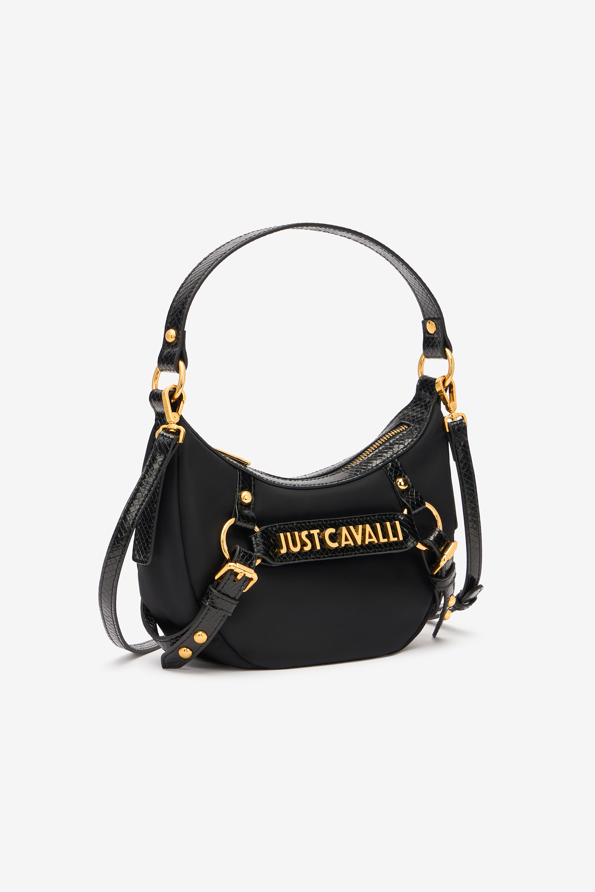 Shop Roberto Cavalli Hobo-tasche Mit Riemchen Und Logo