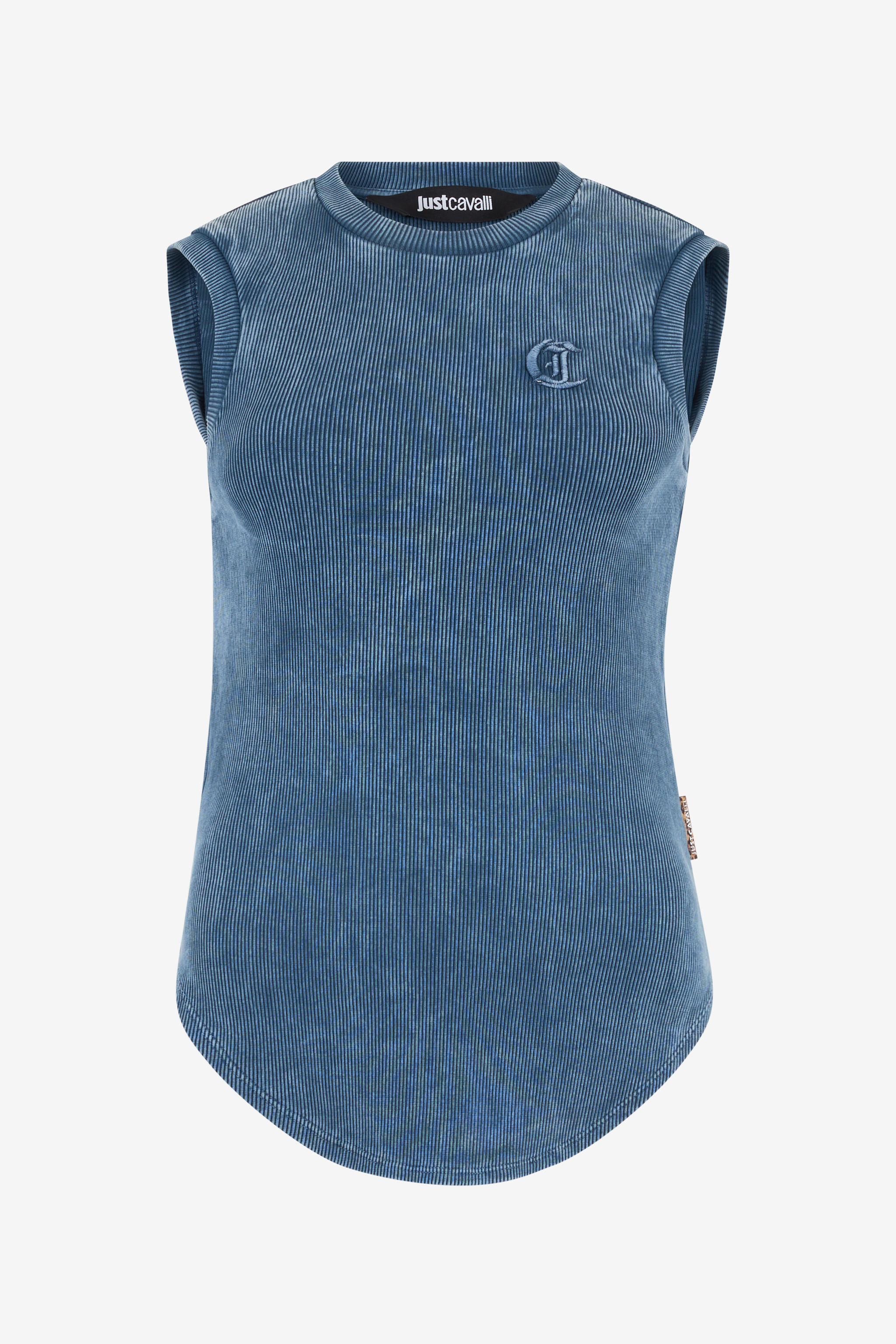 Roberto Cavalli Women's Blue Tank Top With Jc Monogram - Ready To Wear