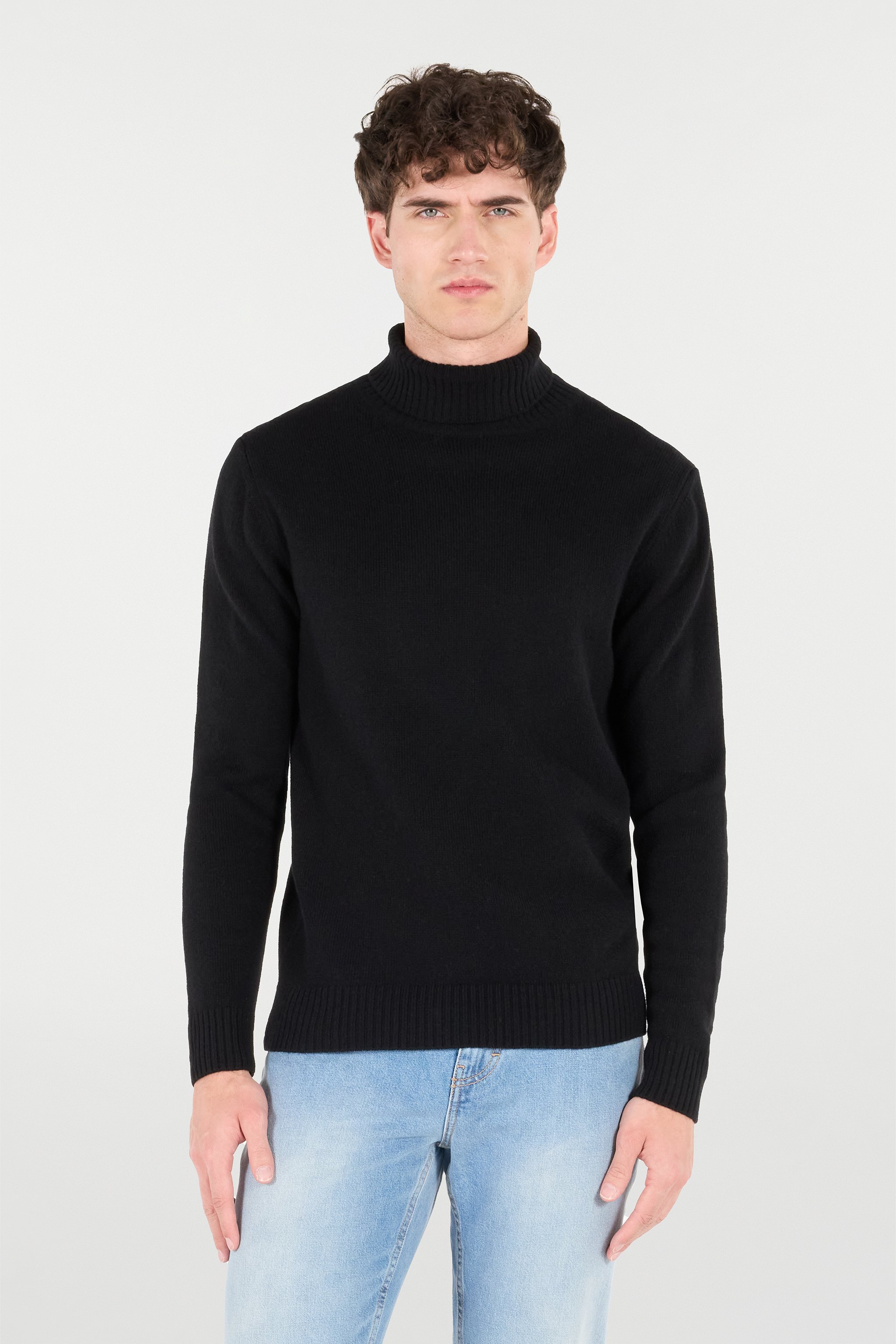 Roberto Cavalli High Collar Wool Sweater In Black