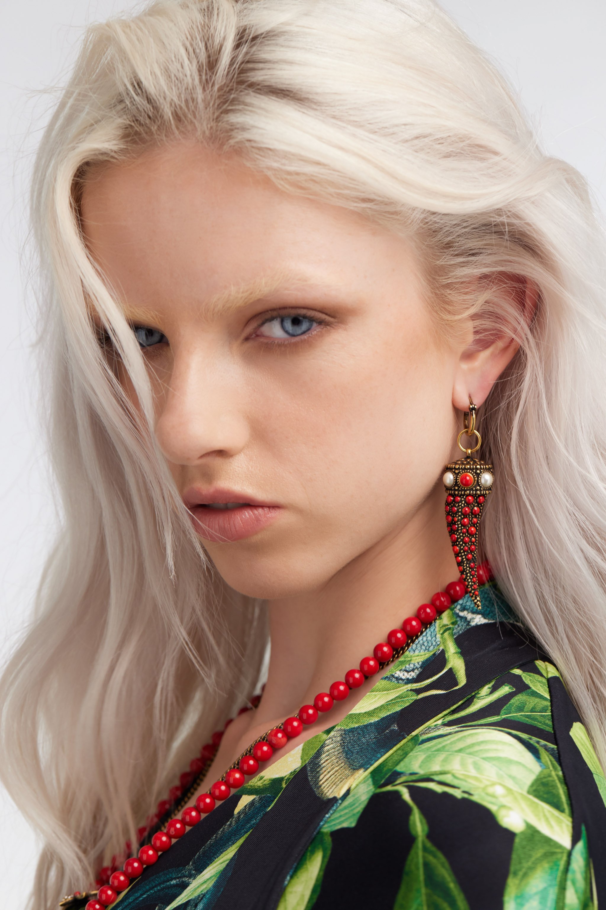 Roberto Cavalli Dangling Earrings With Stones In Red