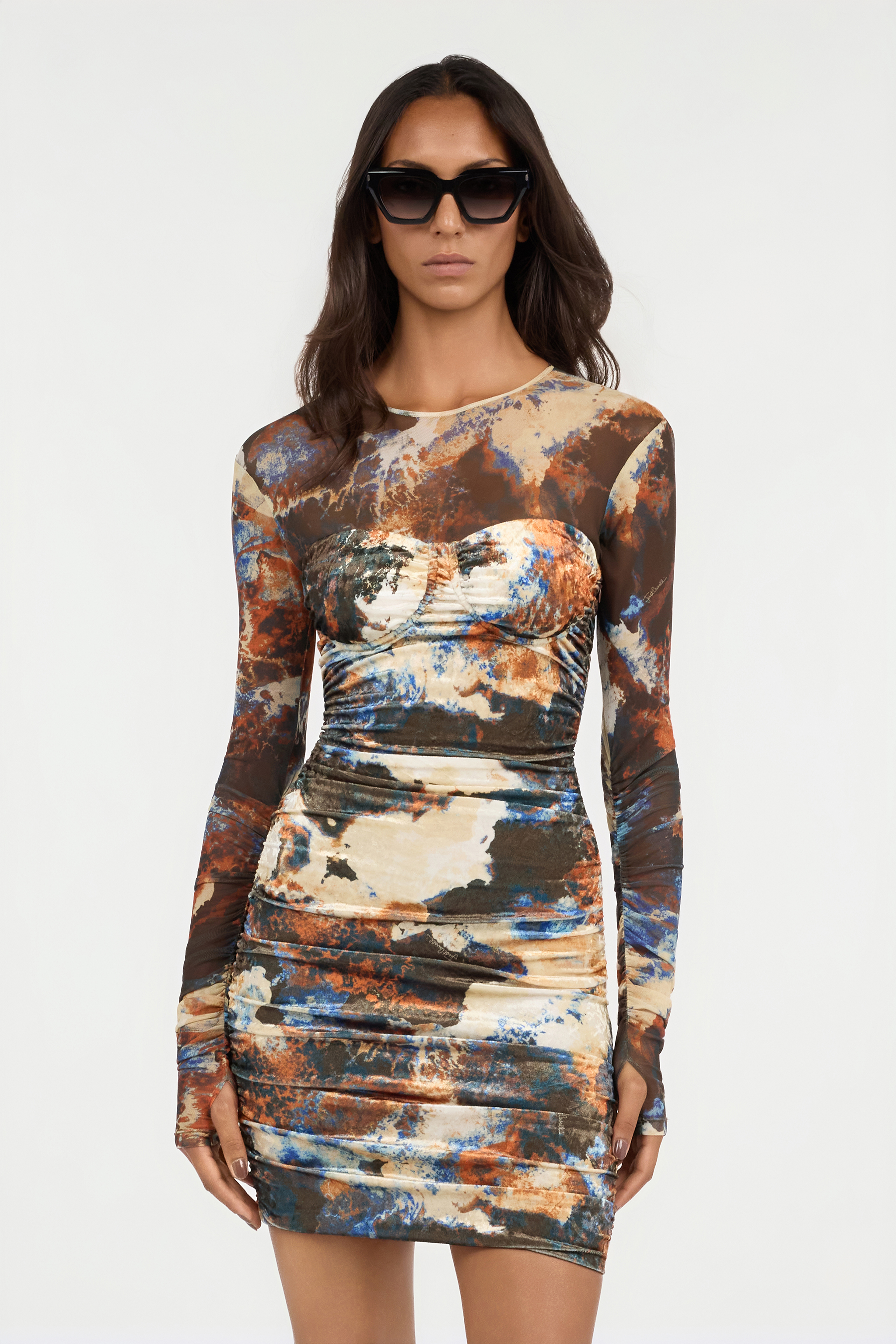 Roberto Cavalli Rusty Stain Print Dress Mini In Multi