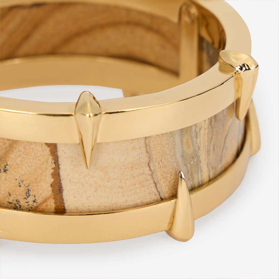 Roberto Cavalli Gold-tone Bracelet With Semiprecious Stone And Spikes