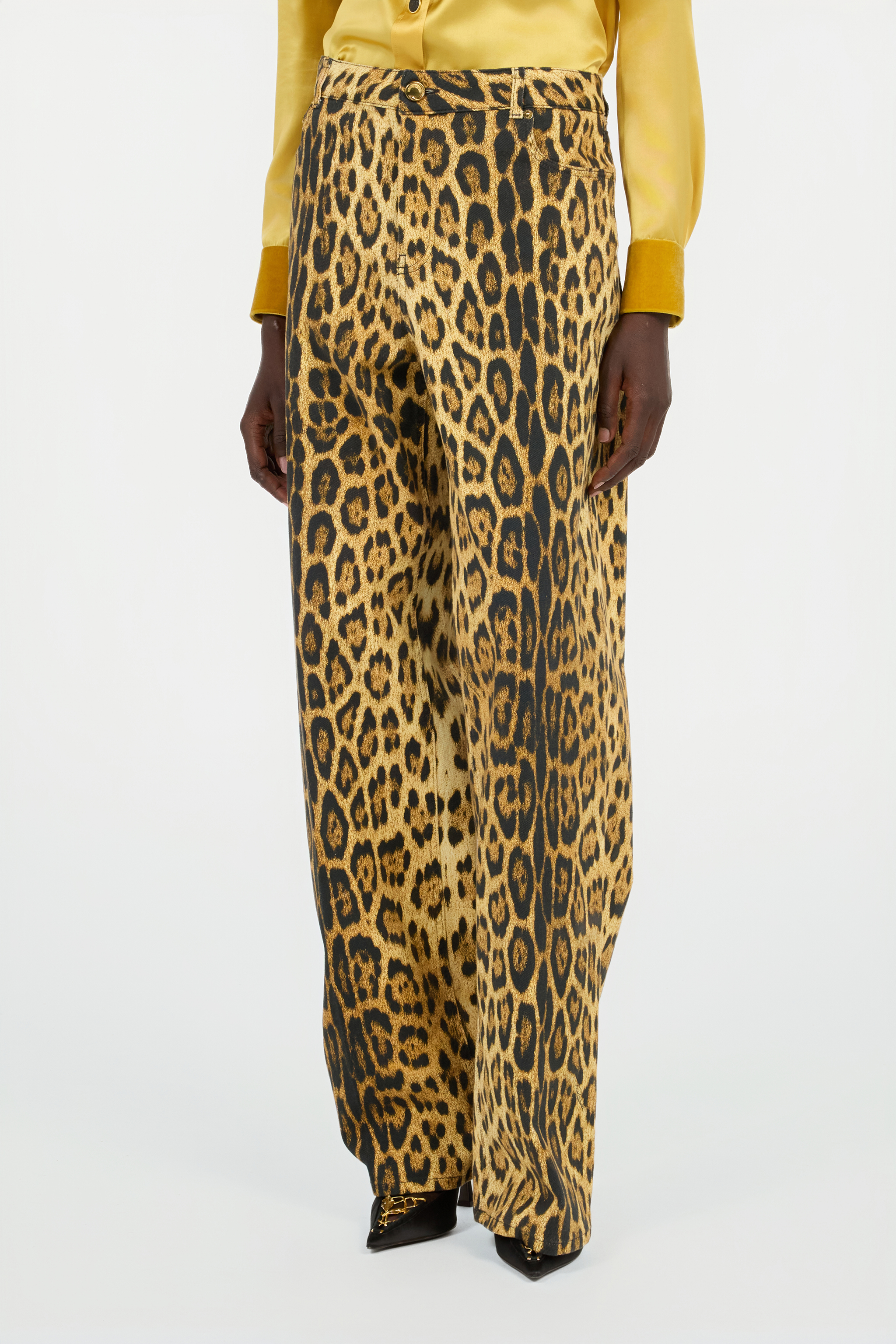 Roberto Cavalli Jeans With Jaguar Skin Print In Animal Print