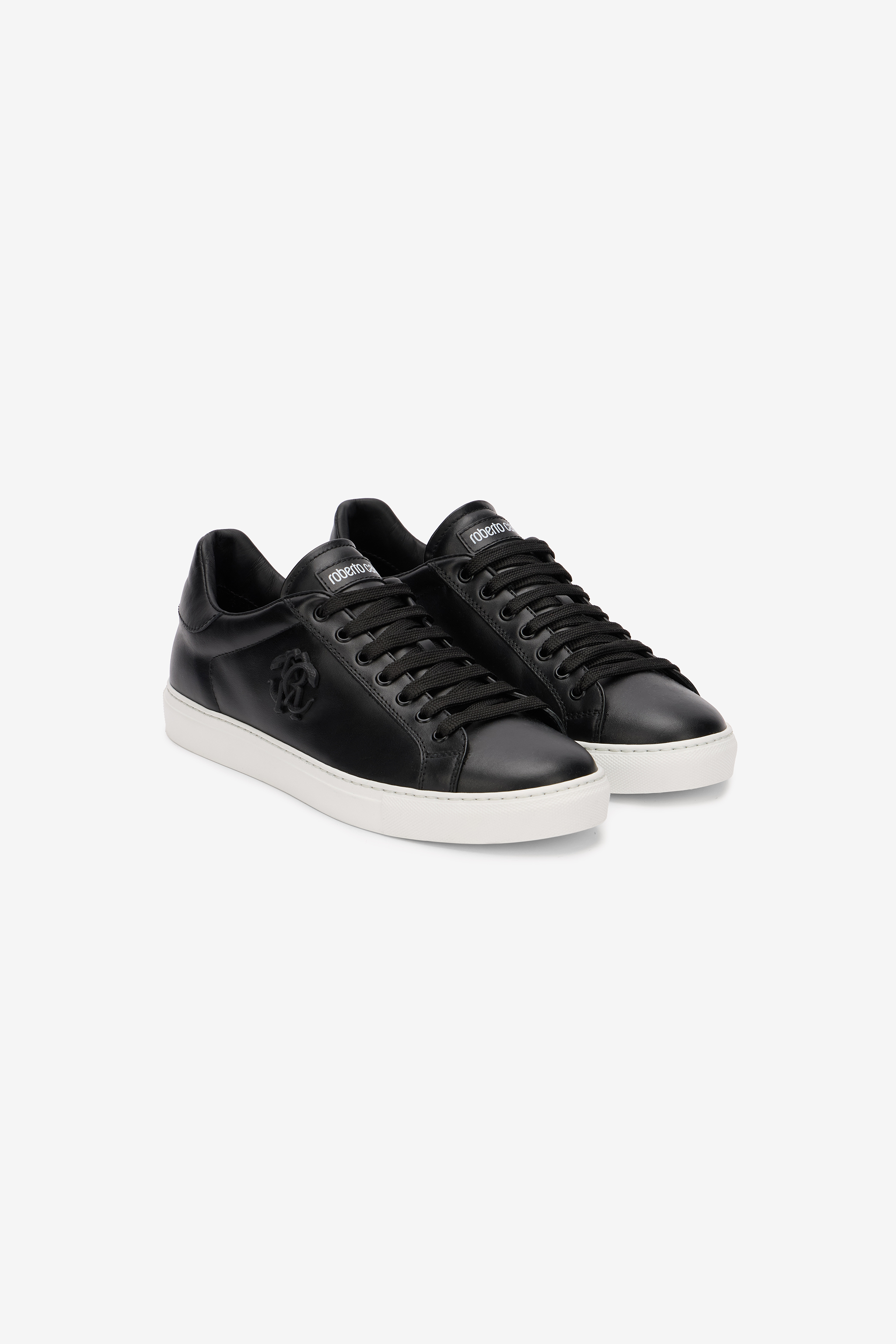 Roberto Cavalli Men's Black Sneaker With Embossed Monogram Rc - Shoes