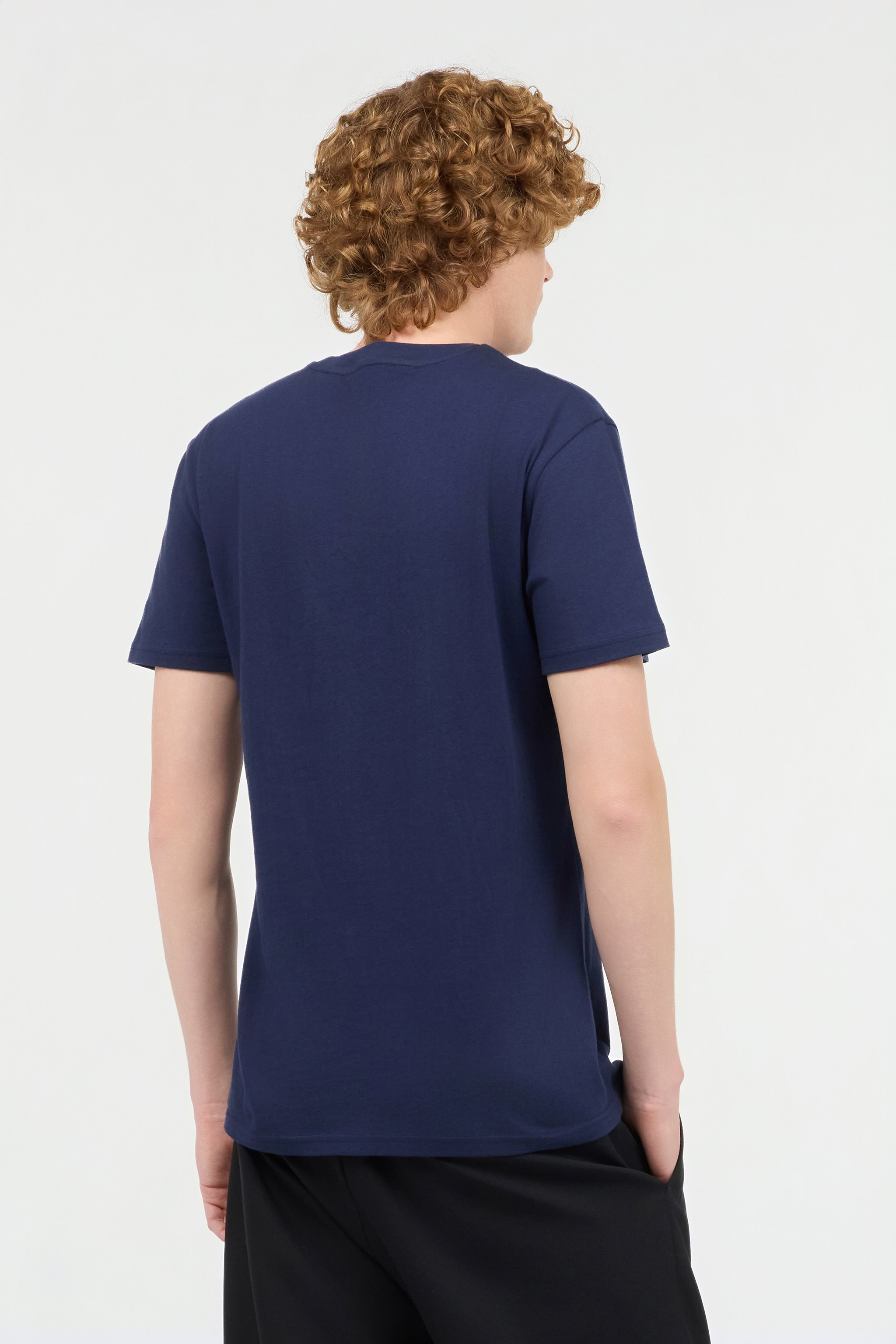 Navy Blue Cotton T-Shirt With Logo