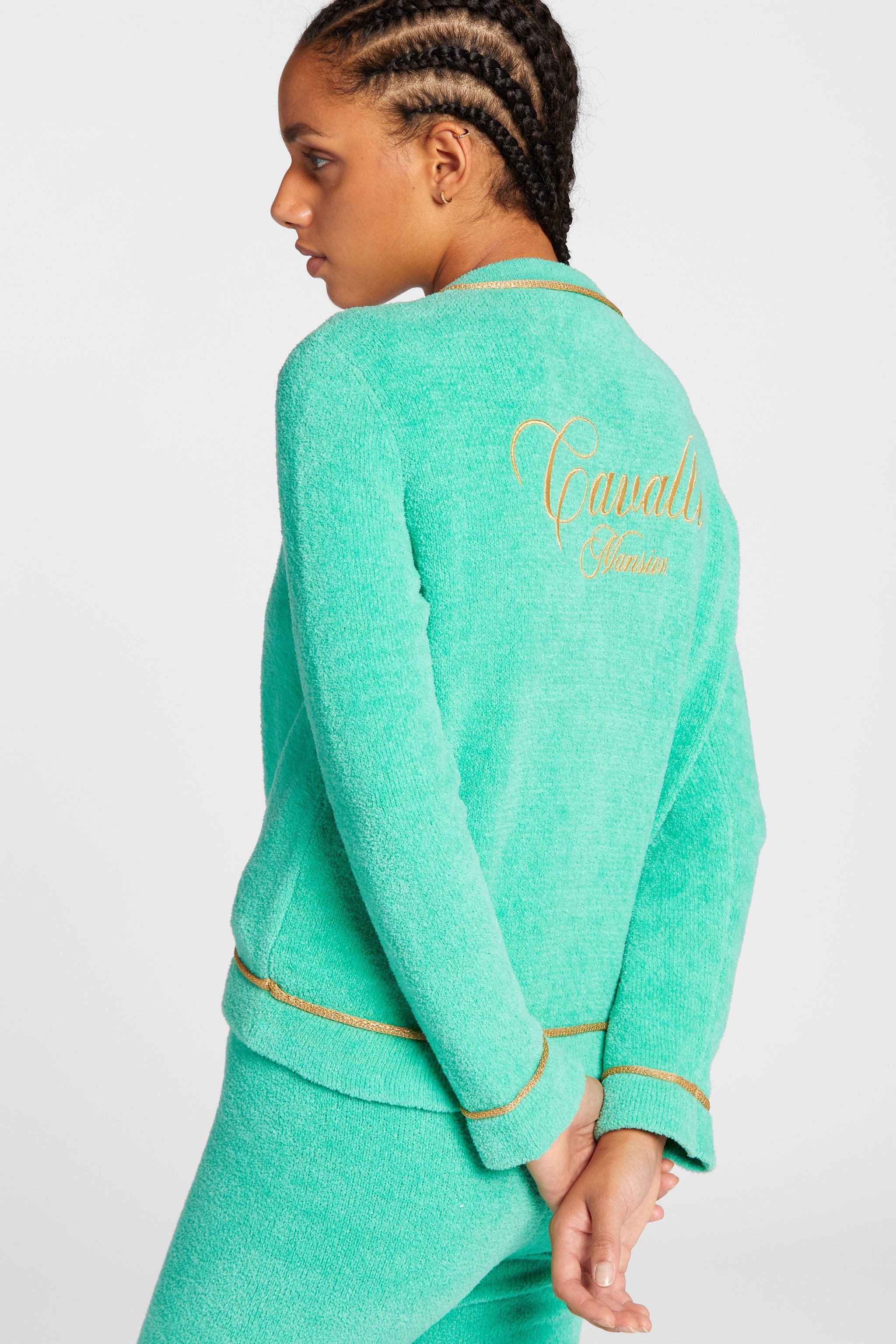 Roberto Cavalli Cardigan Mit Logo-stickerei In Light Blue