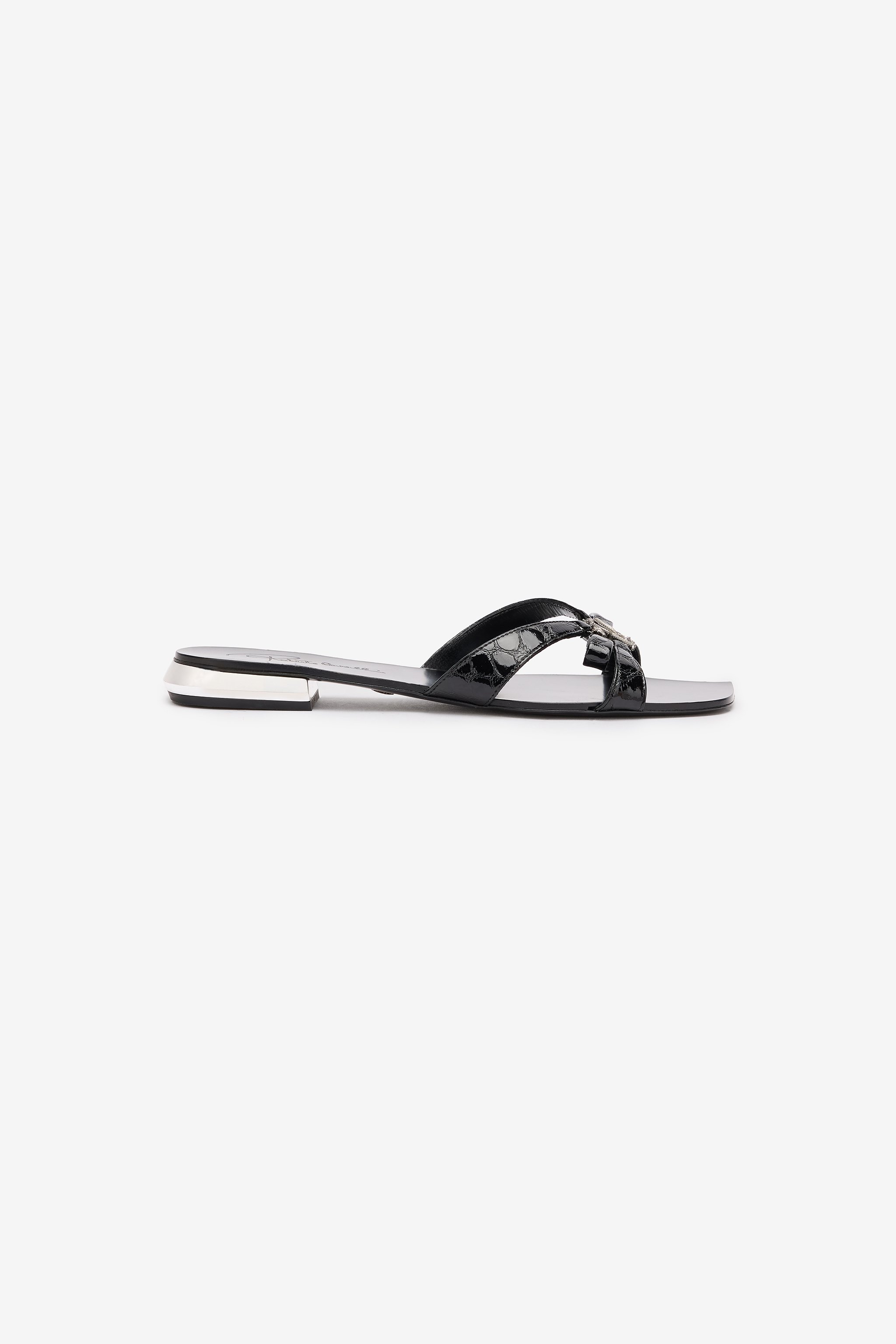 ROBERTO CAVALLI FLACHE SANDALEN MIT MONOGRAMM MIRROR SNAKE