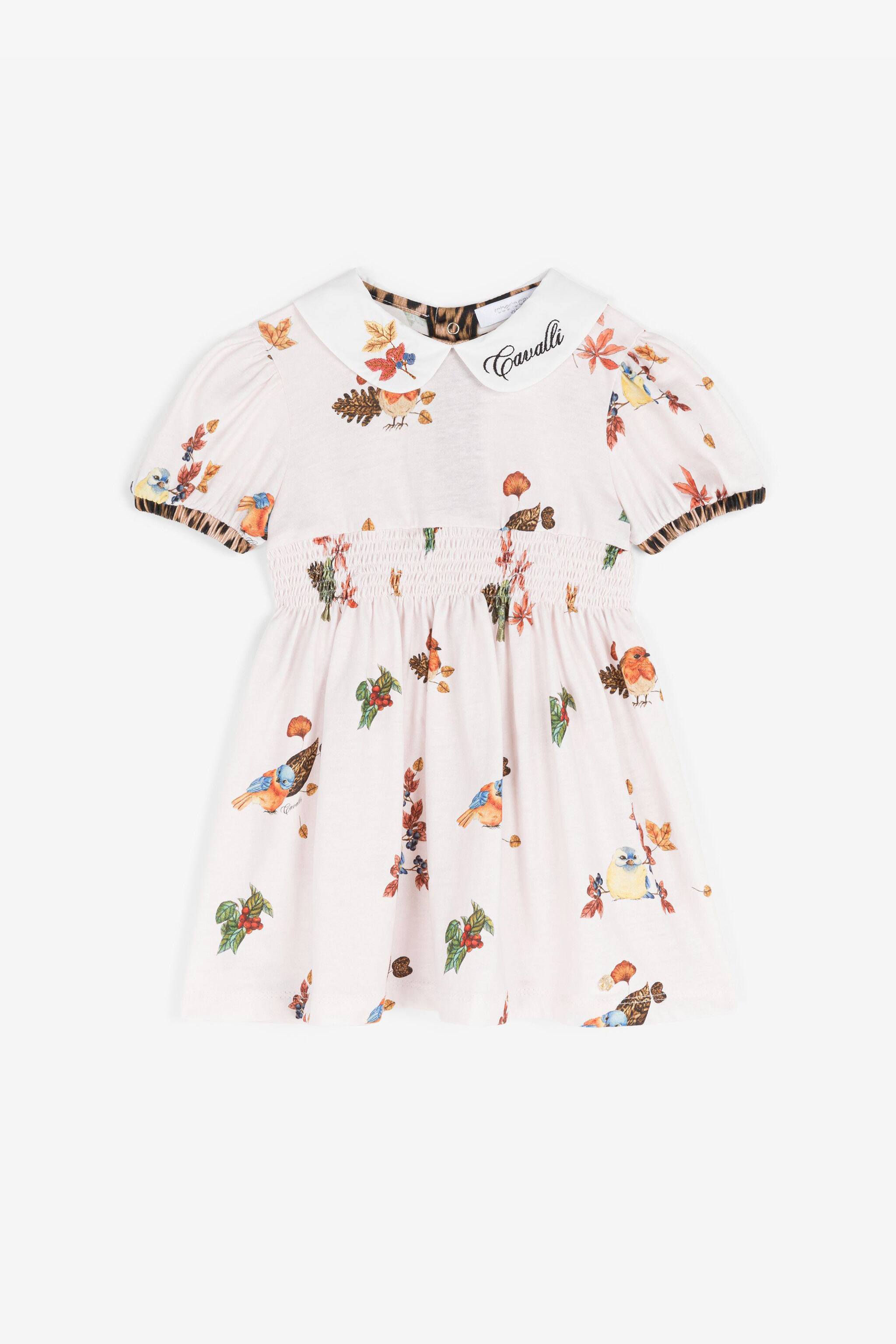 ROBERTO CAVALLI BAUMWOLLKLEID MIT VOGEL- UND LEOPARDEN-PRINT