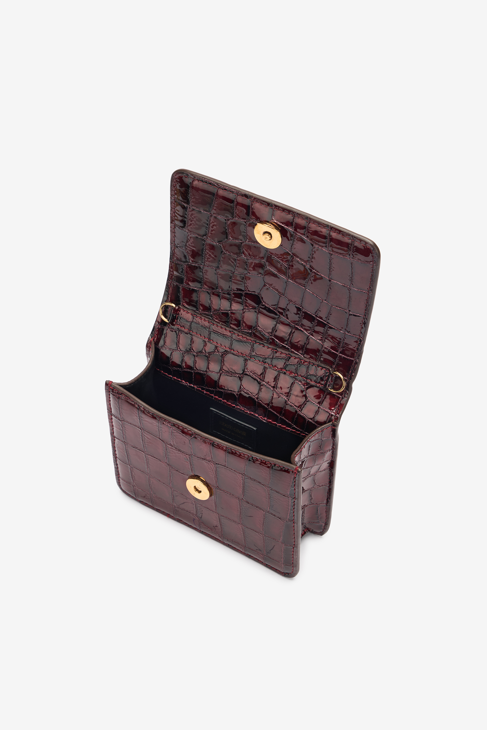 Roberto Cavalli Crocodile-print Roar Bag In Dark Red