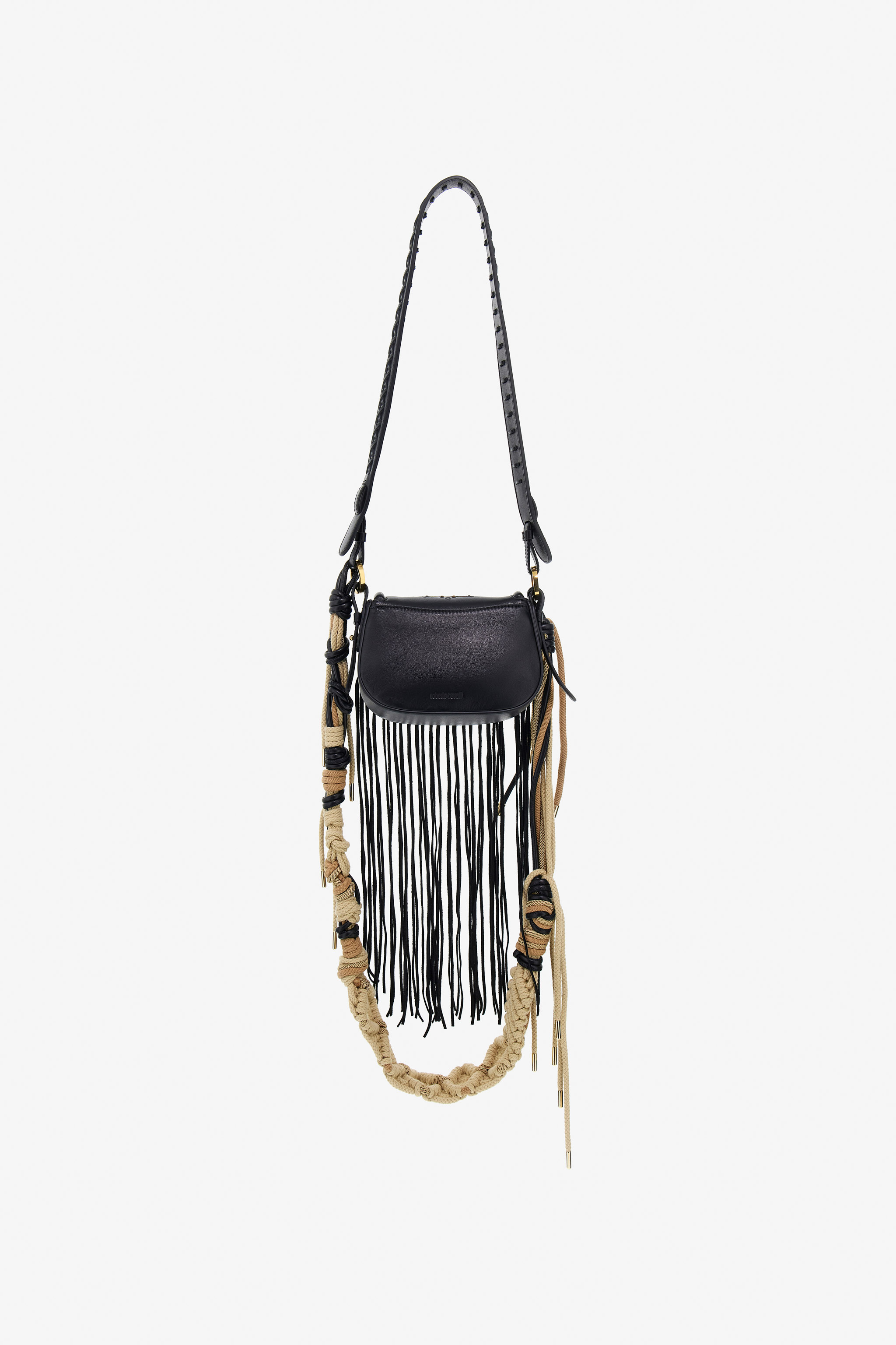 Roberto Cavalli Fringe Fang Bag In Black