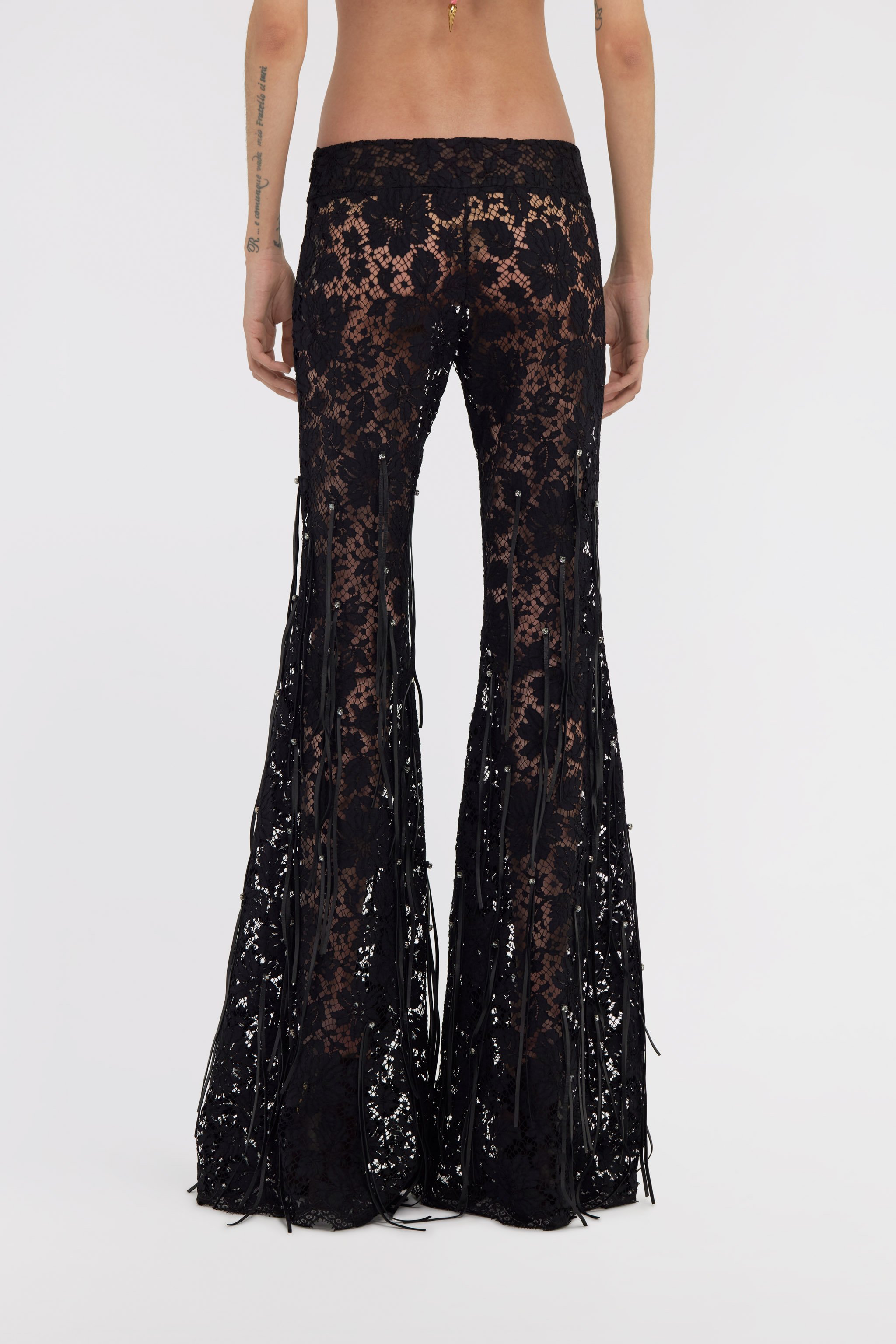 Roberto Cavalli Semi-transparent Lace Trousers In Black