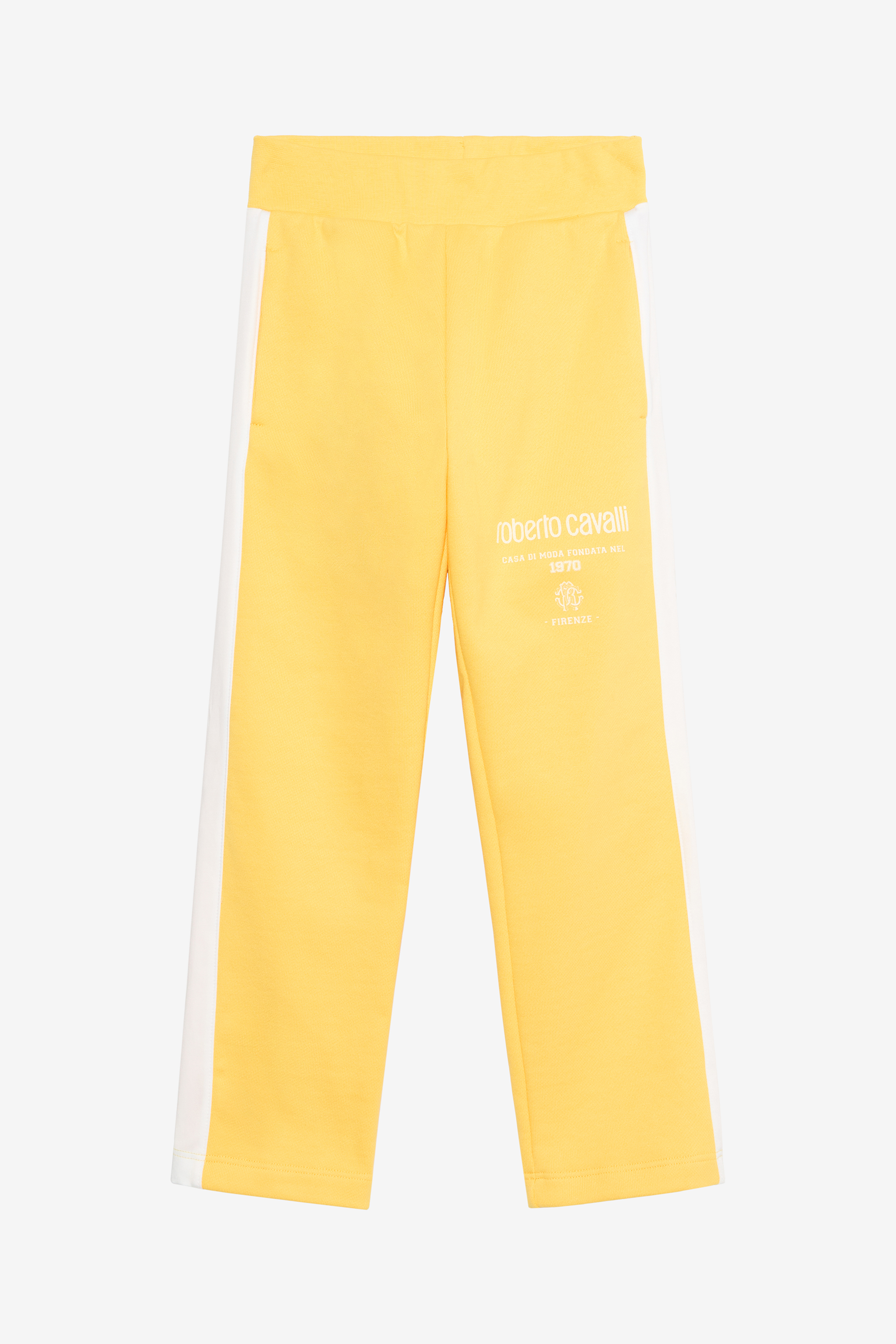 Roberto Cavalli Boys Yellow Striped Cotton Pants - Trousers