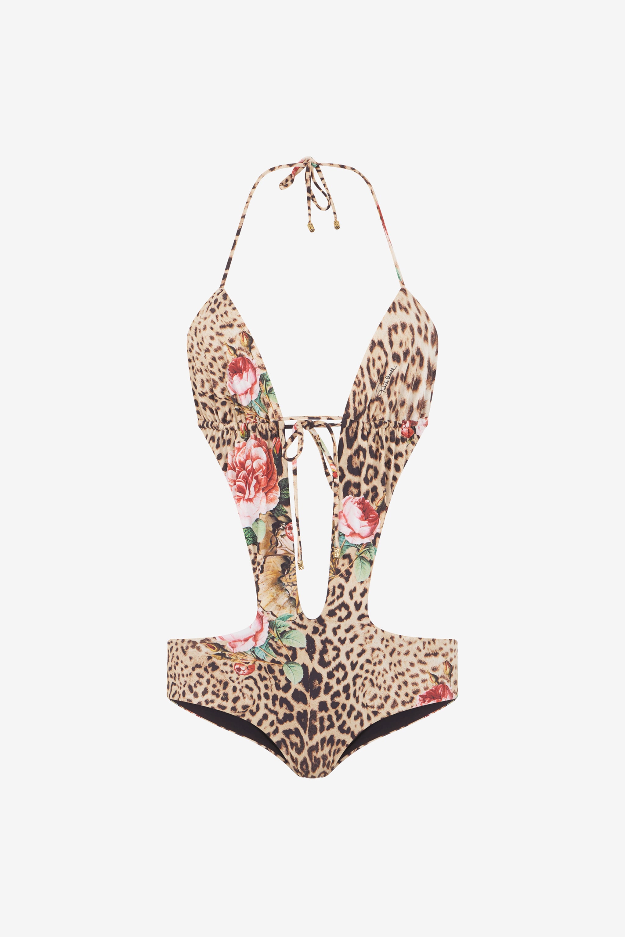 Roberto Cavalli Jaguar Roses Print One-Piece Swimsuit