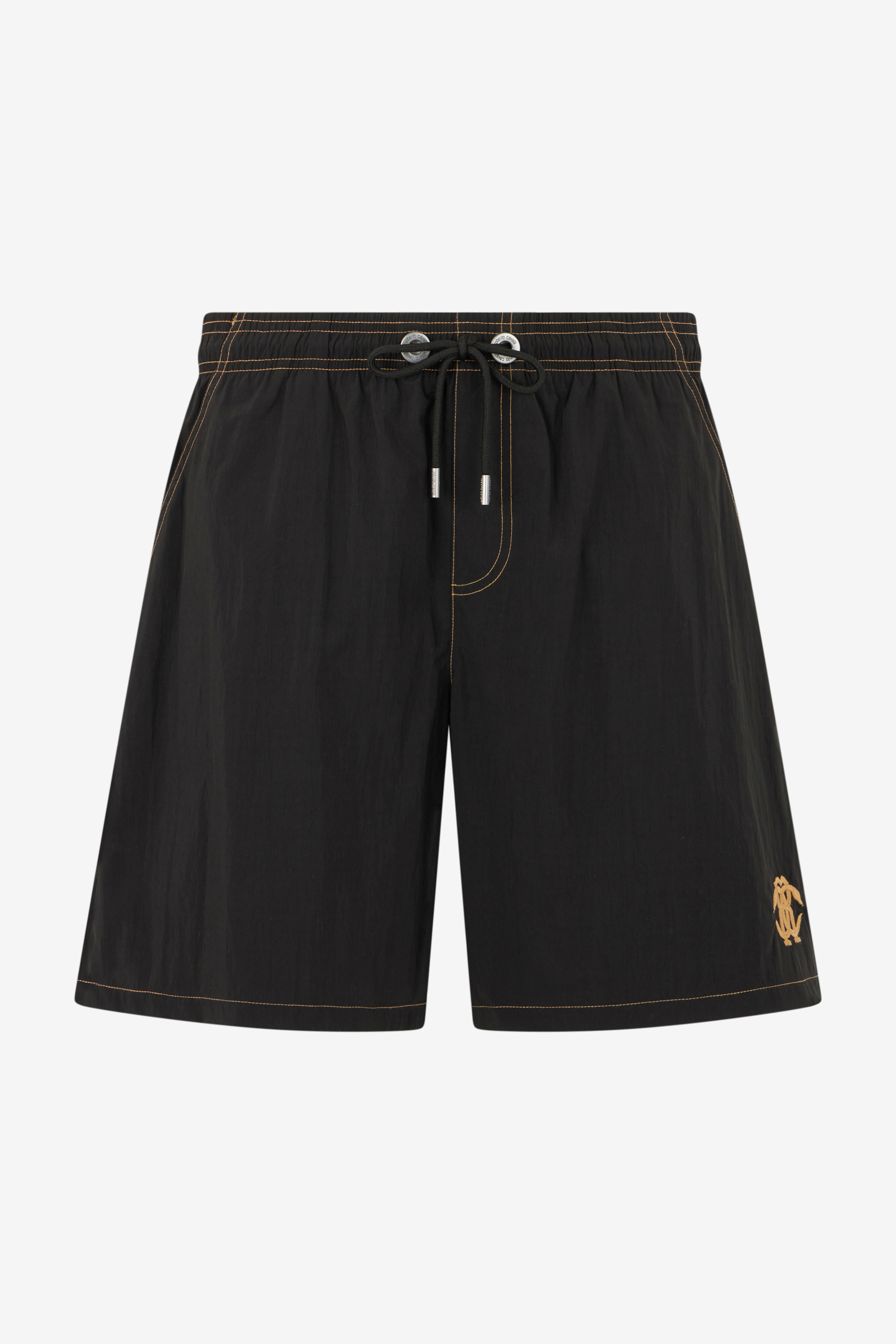 Roberto Cavalli Men's Black Swimsuit Boxer Shorts With Contrast Stitching - Ready To Wear