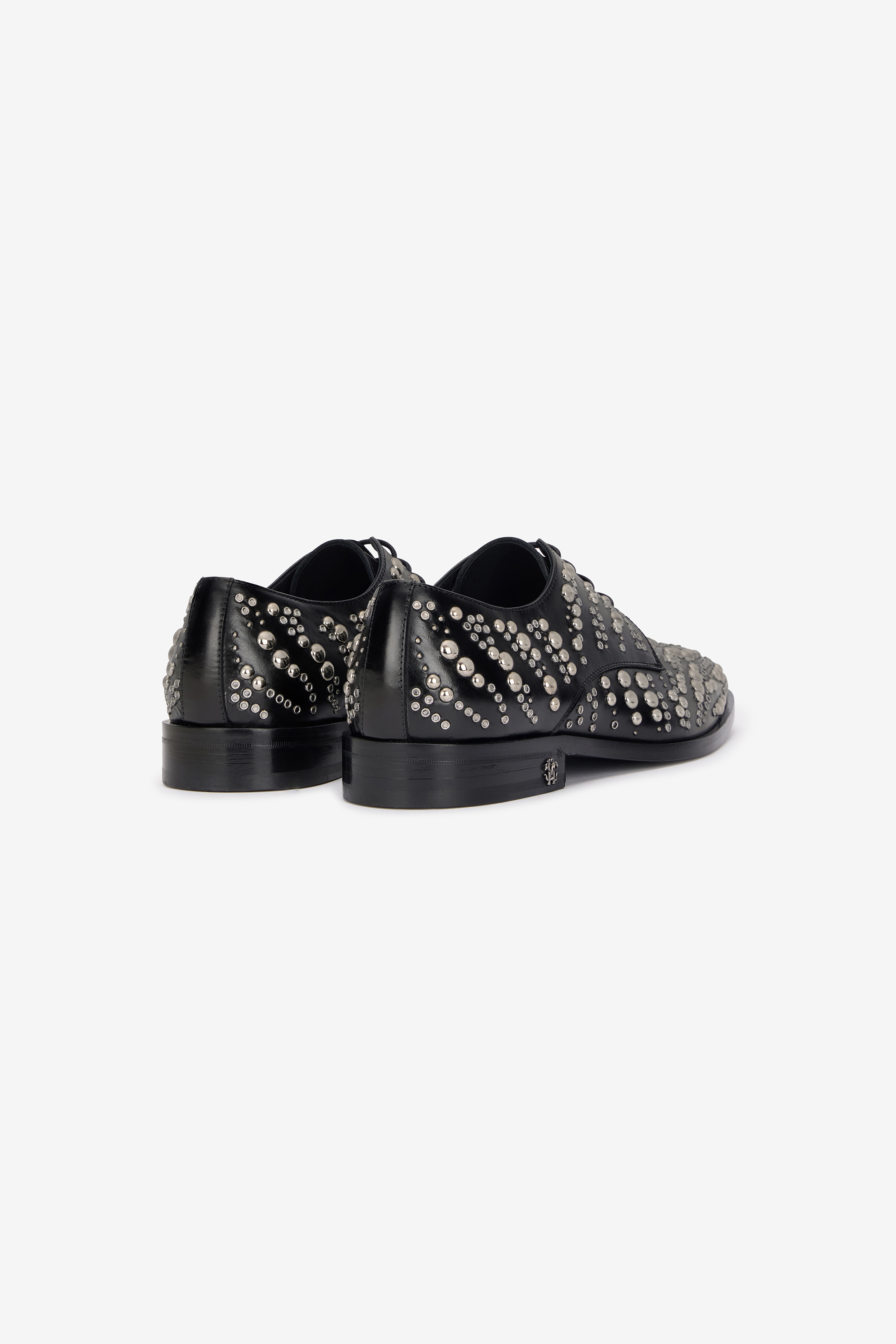 Roberto Cavalli Derby-schuhe Aus Leder In Black/ant Silver
