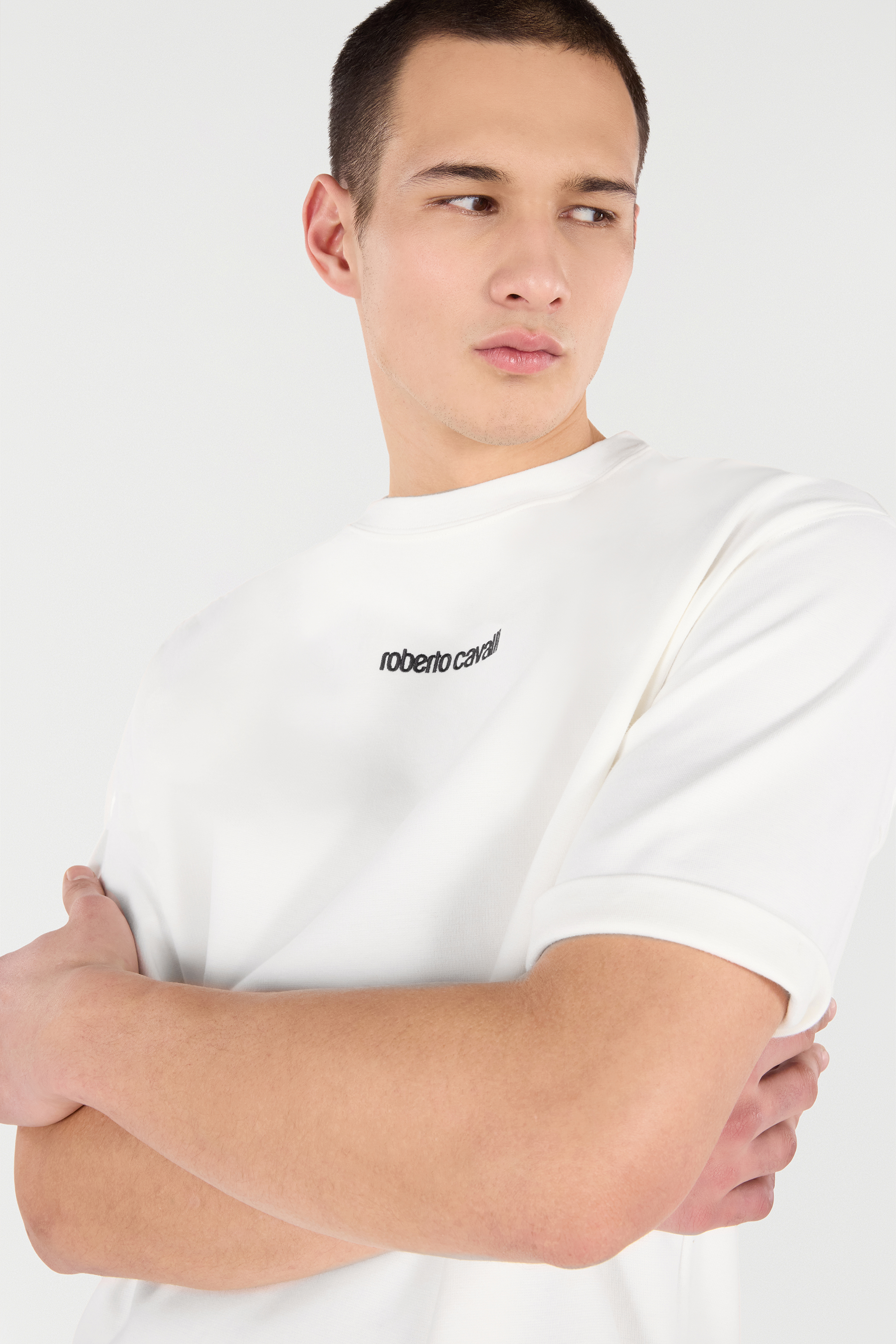 Roberto Cavalli Embroidered Logo T-shirt In White