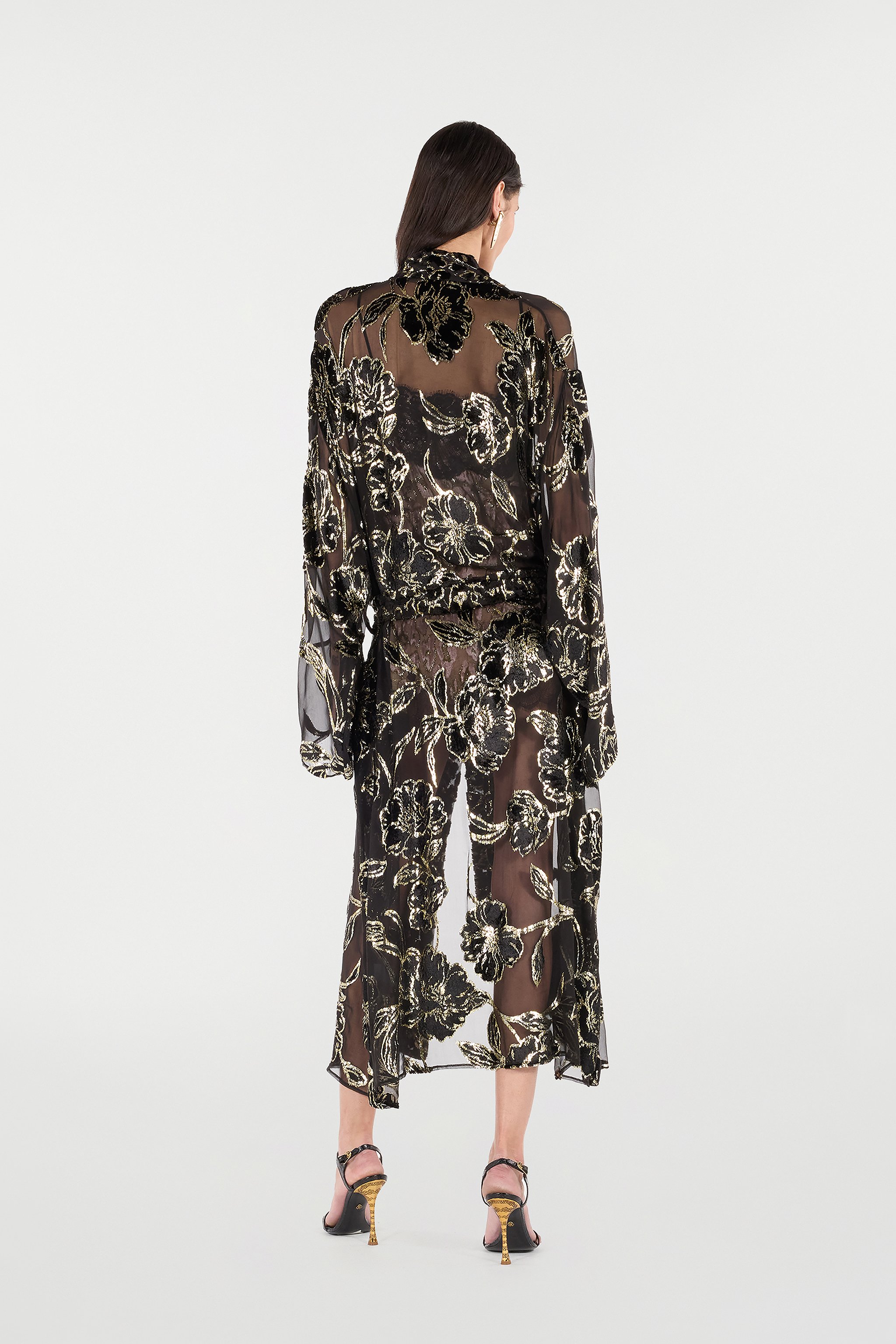 See-Through Robe With Floral Pattern