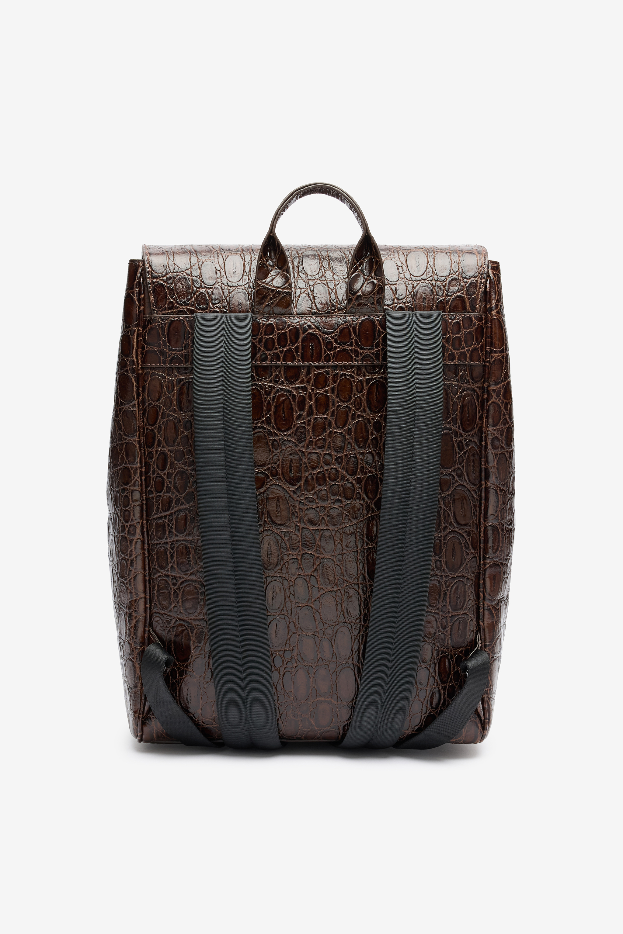Roberto Cavalli Crocodile Scale-effect Backpack In Brown