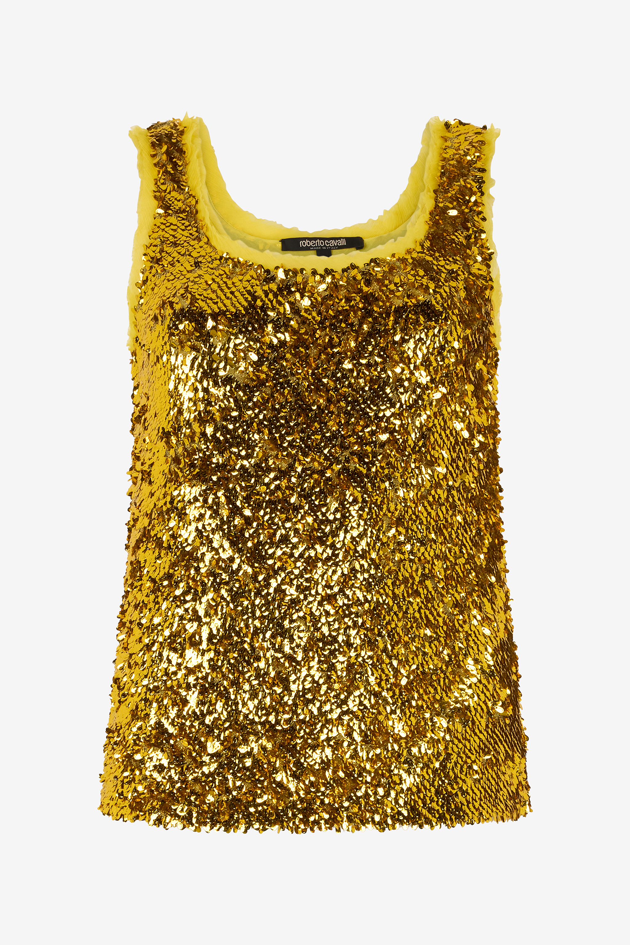 Roberto Cavalli Gold Sequin Top