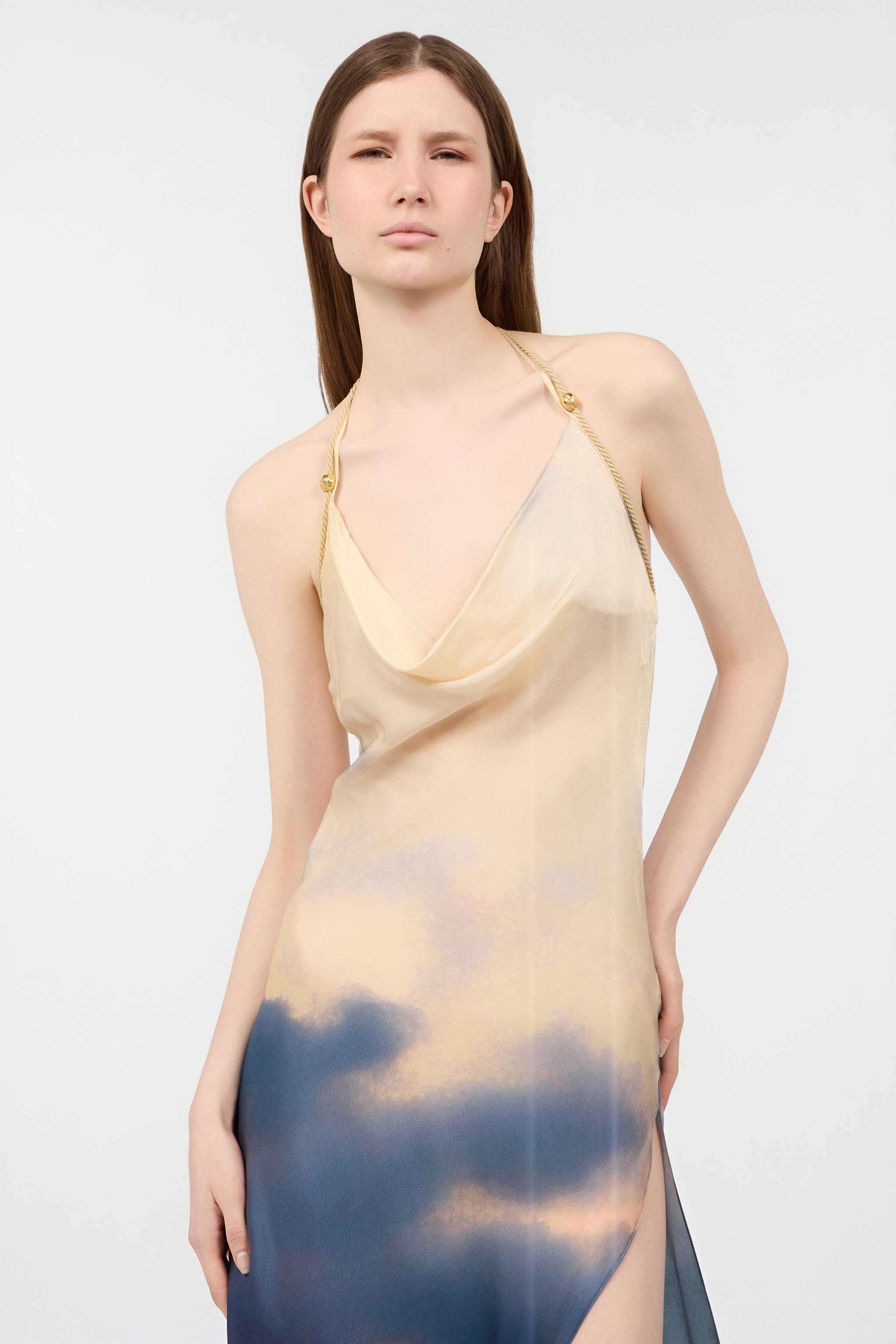 Long Dress With Sunrise Print