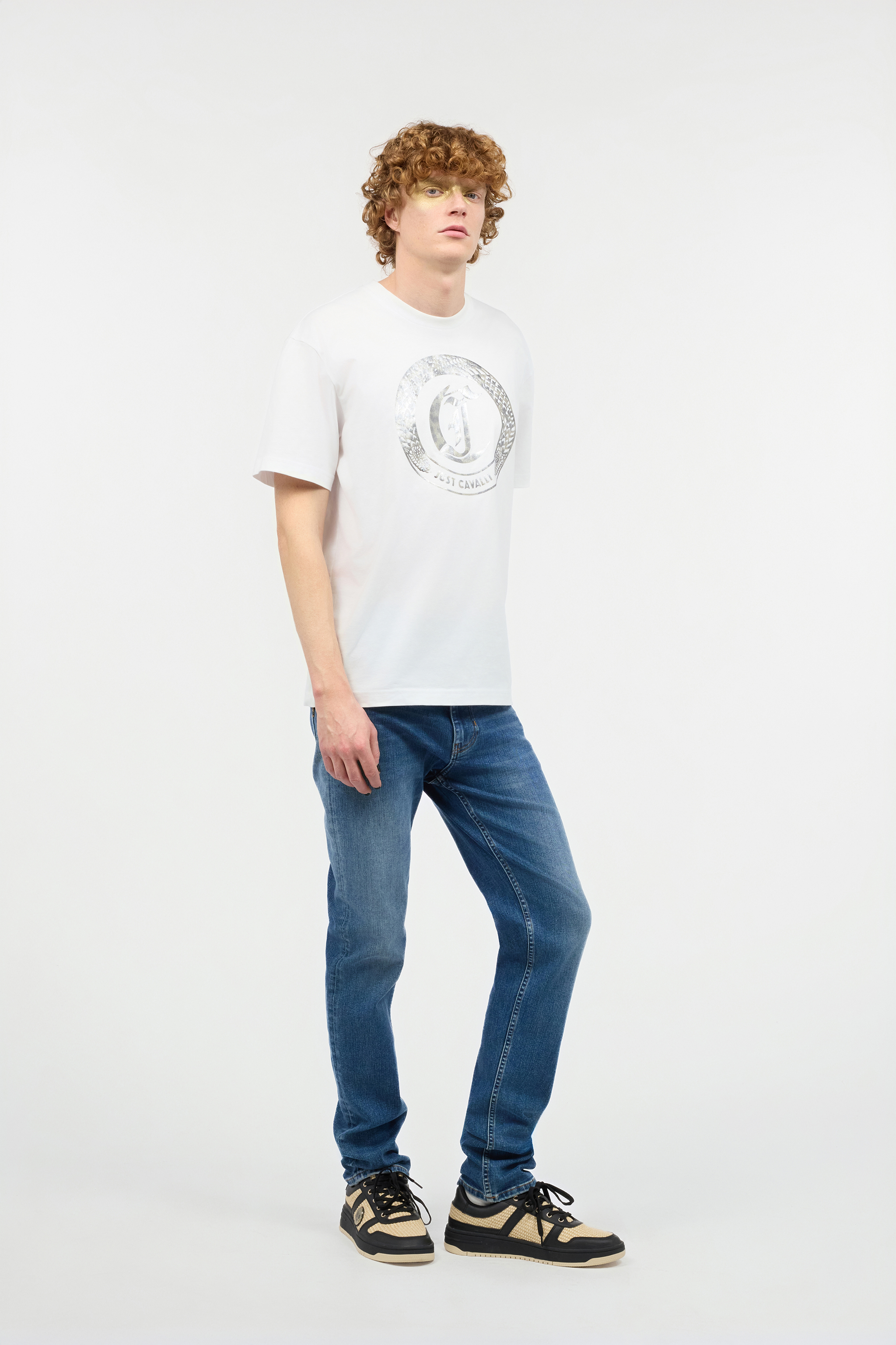 Roberto Cavalli Logo Front Print T-shirt In White