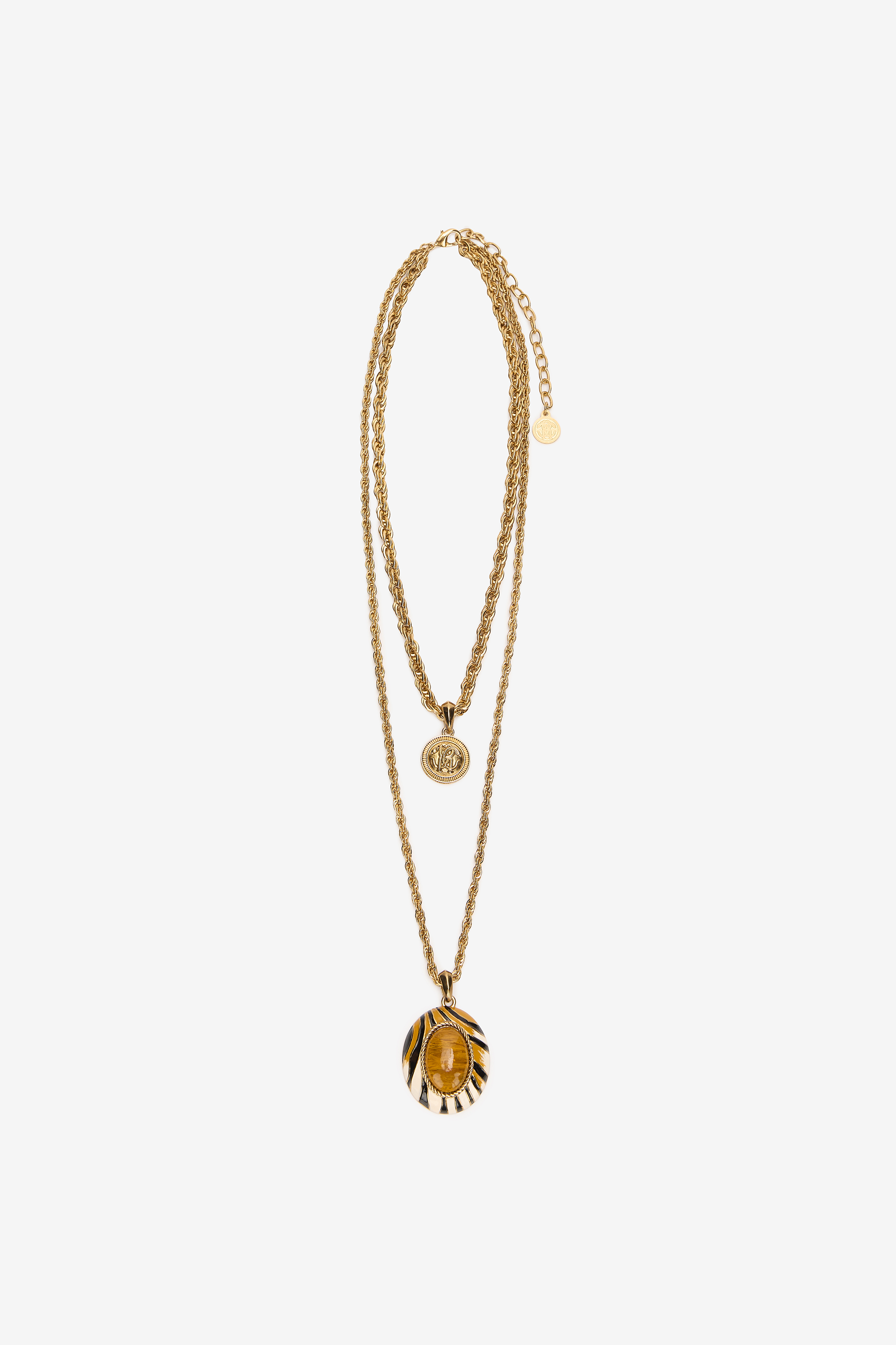 Roberto Cavalli Ray Of Gold Double Pendant Necklace
