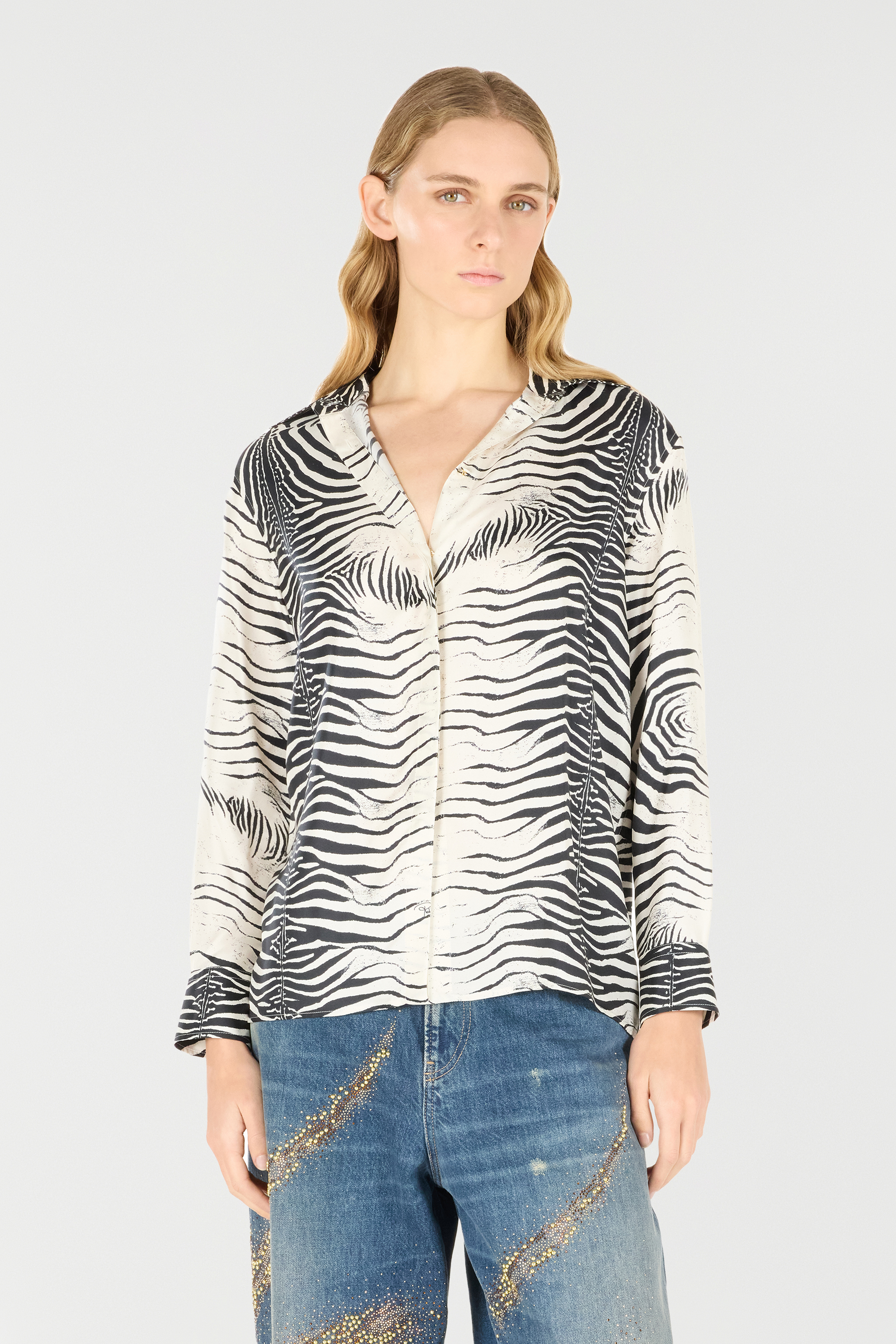 Roberto Cavalli Zebra Shirt In Black/white