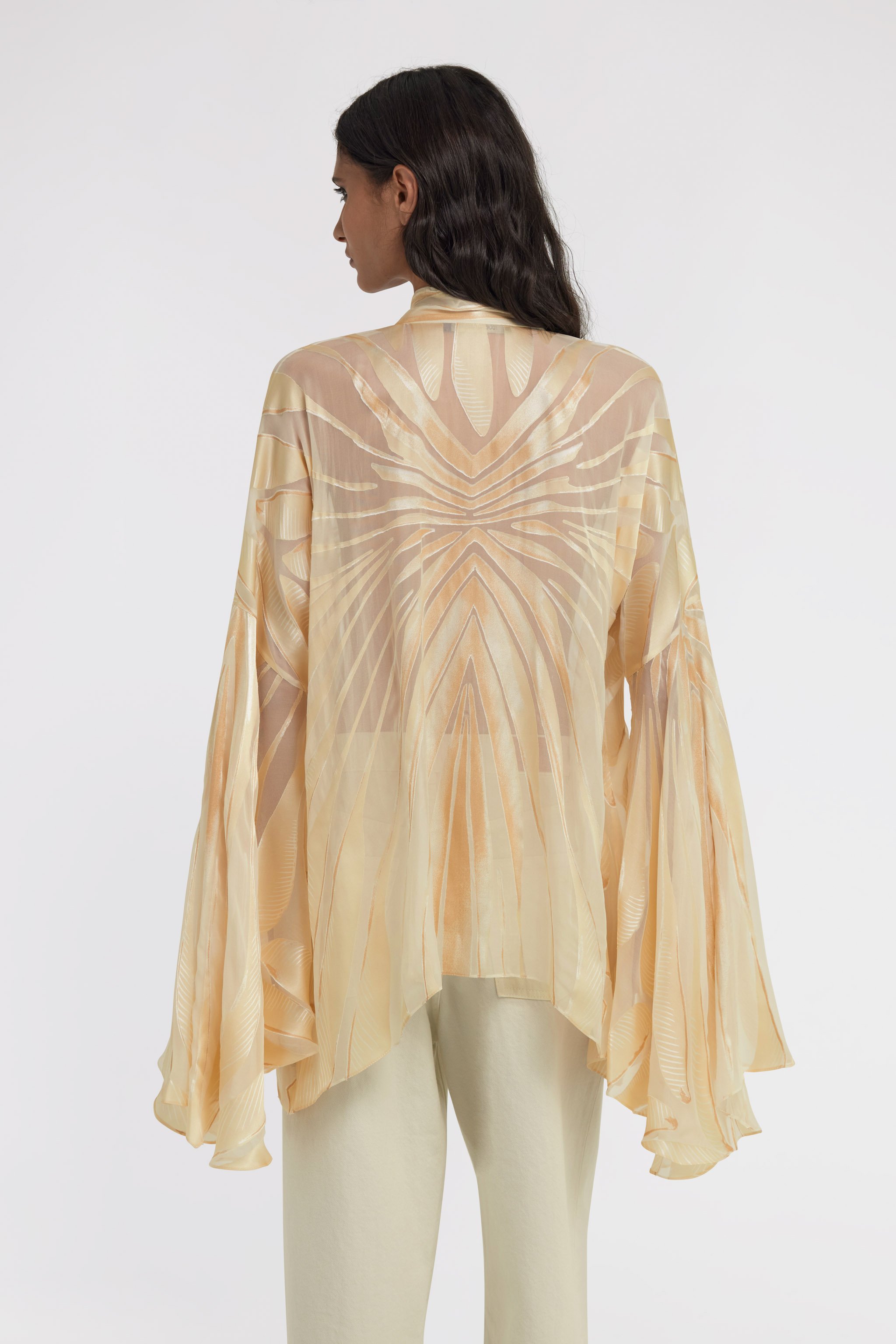 ROBERTO CAVALLI RAY OF GOLD PRINT SATIN BLOUSE