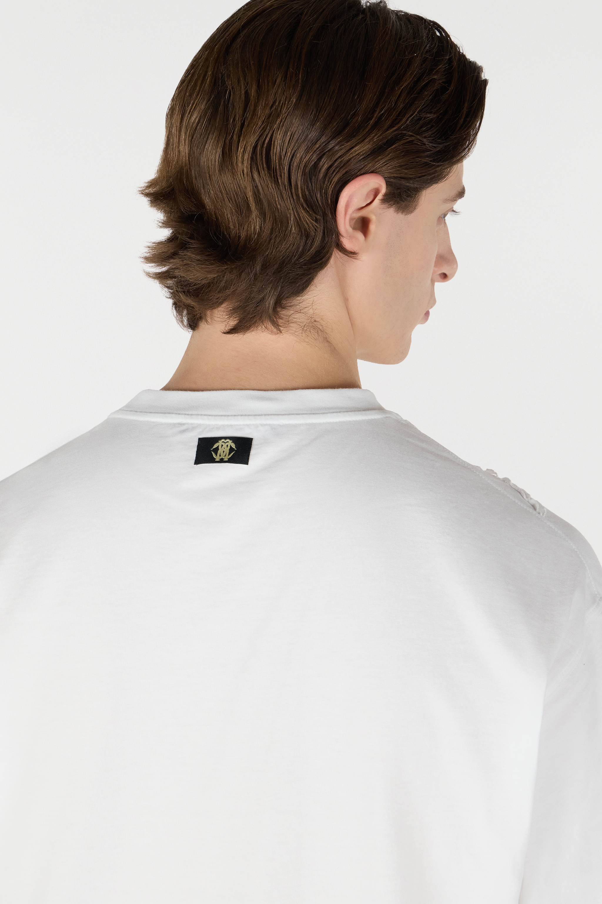 Roberto Cavalli T-shirt With Textured Zebra Pattern In White