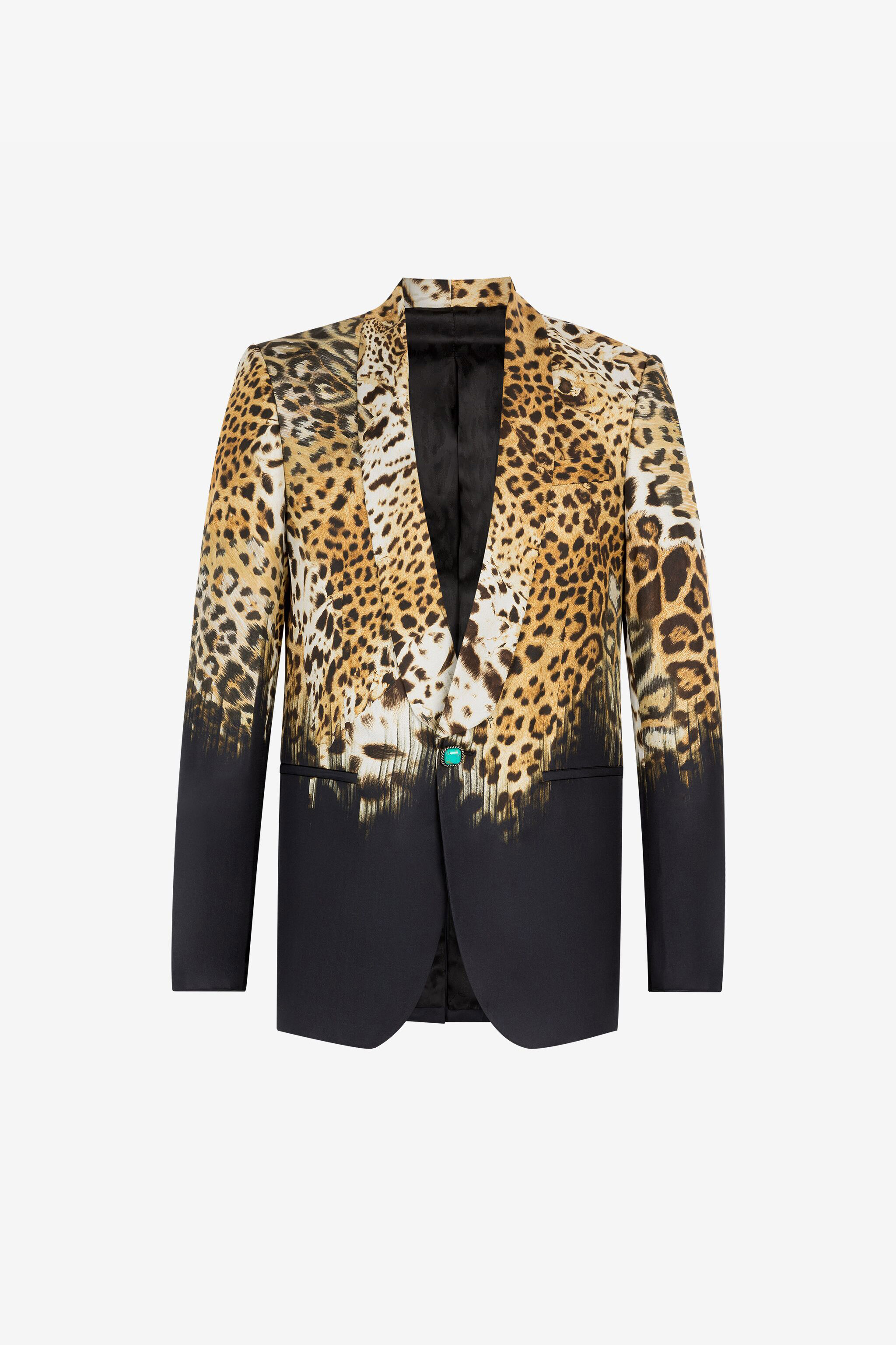Leopard-Print Silk Blazer in Light brown for Men | Roberto Cavalli®