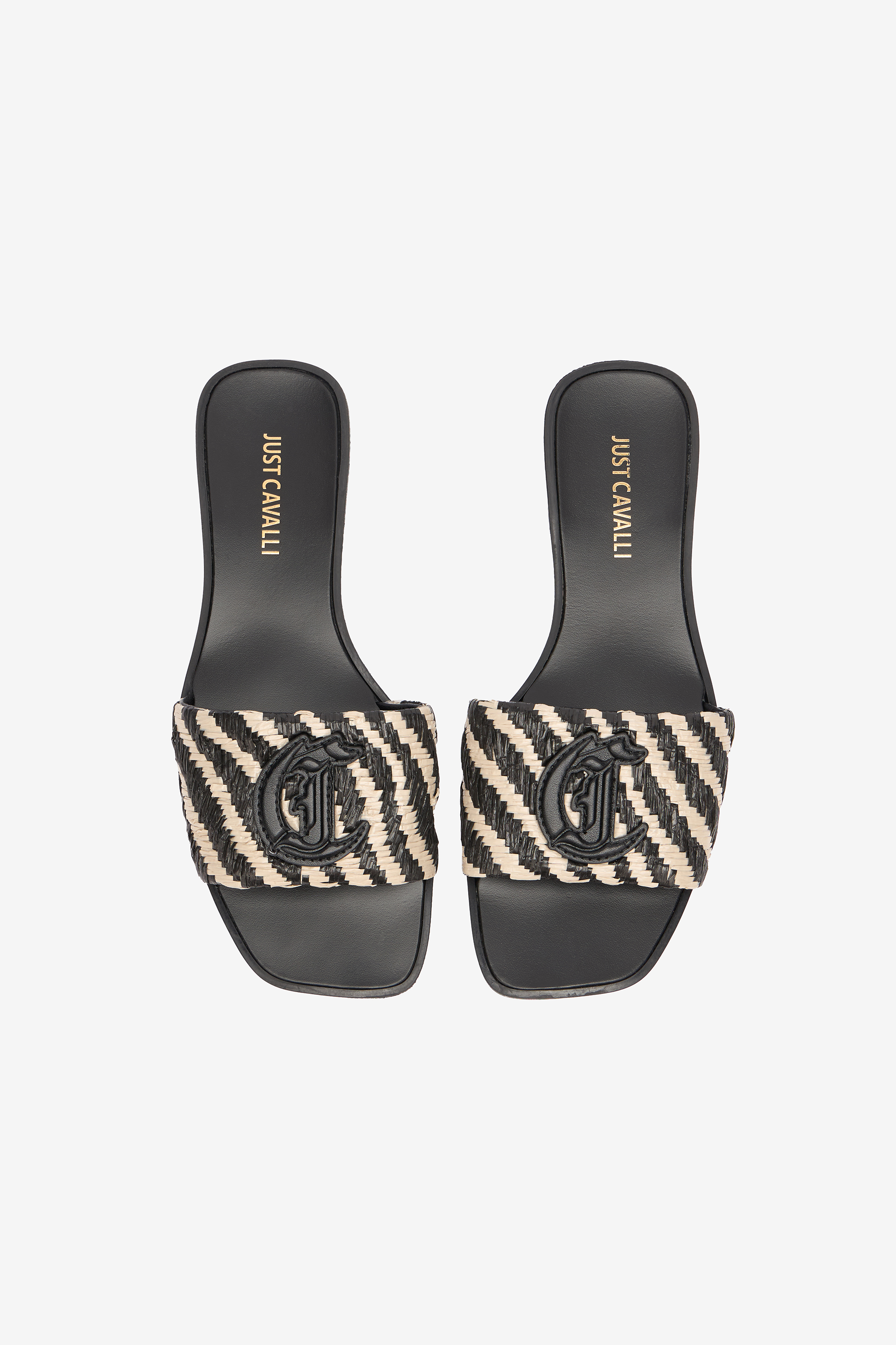 ROBERTO CAVALLI SLIPPER MIT RIEMEN IN ZWEIFARBIGER FLECHTOPTIK
