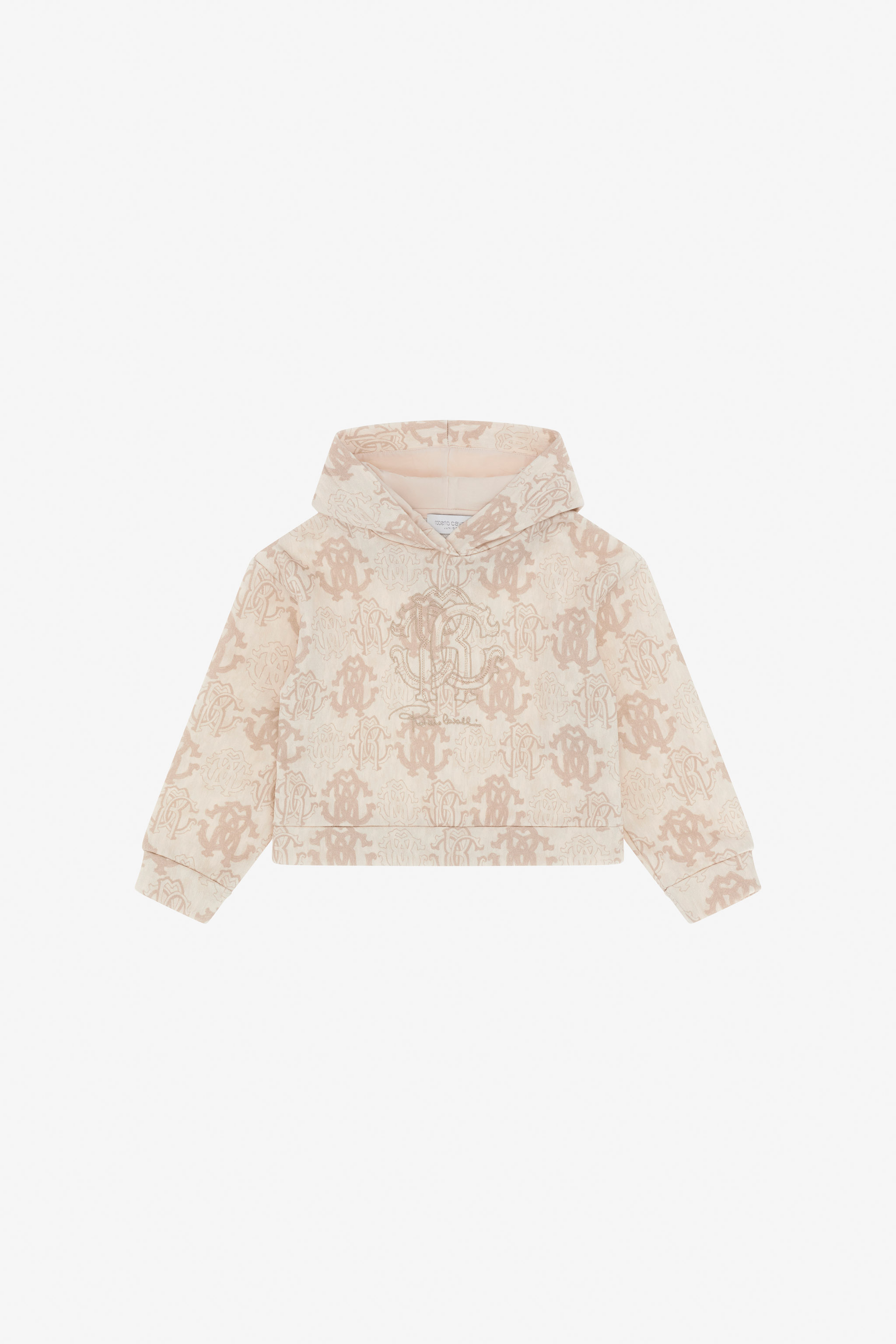 Roberto Cavalli Sweatshirt With All-over Rc Monogram In Light Brown