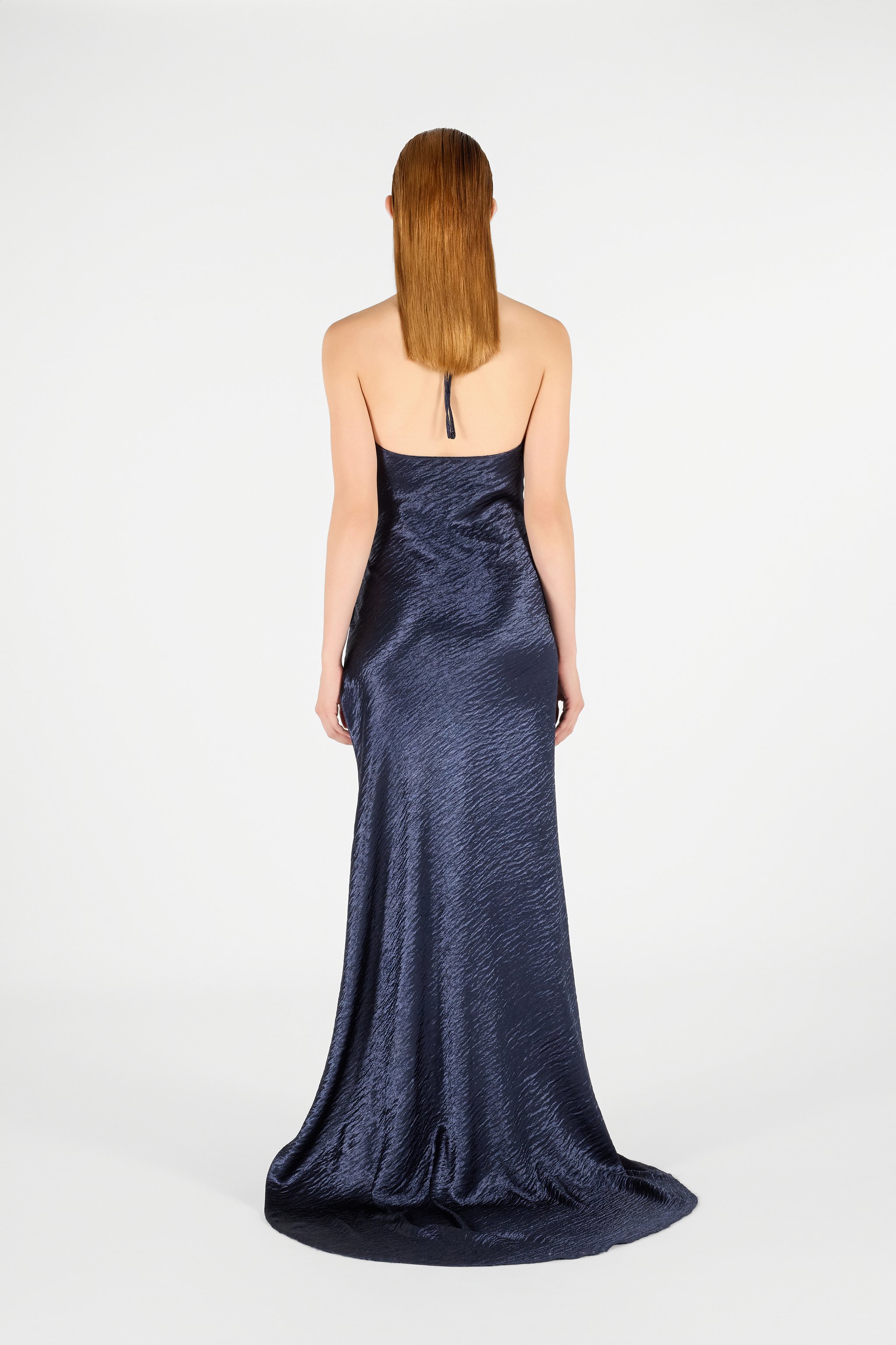 Roberto Cavalli Langes Kleid Mit Wasserfallausschnitt In Dark Blue