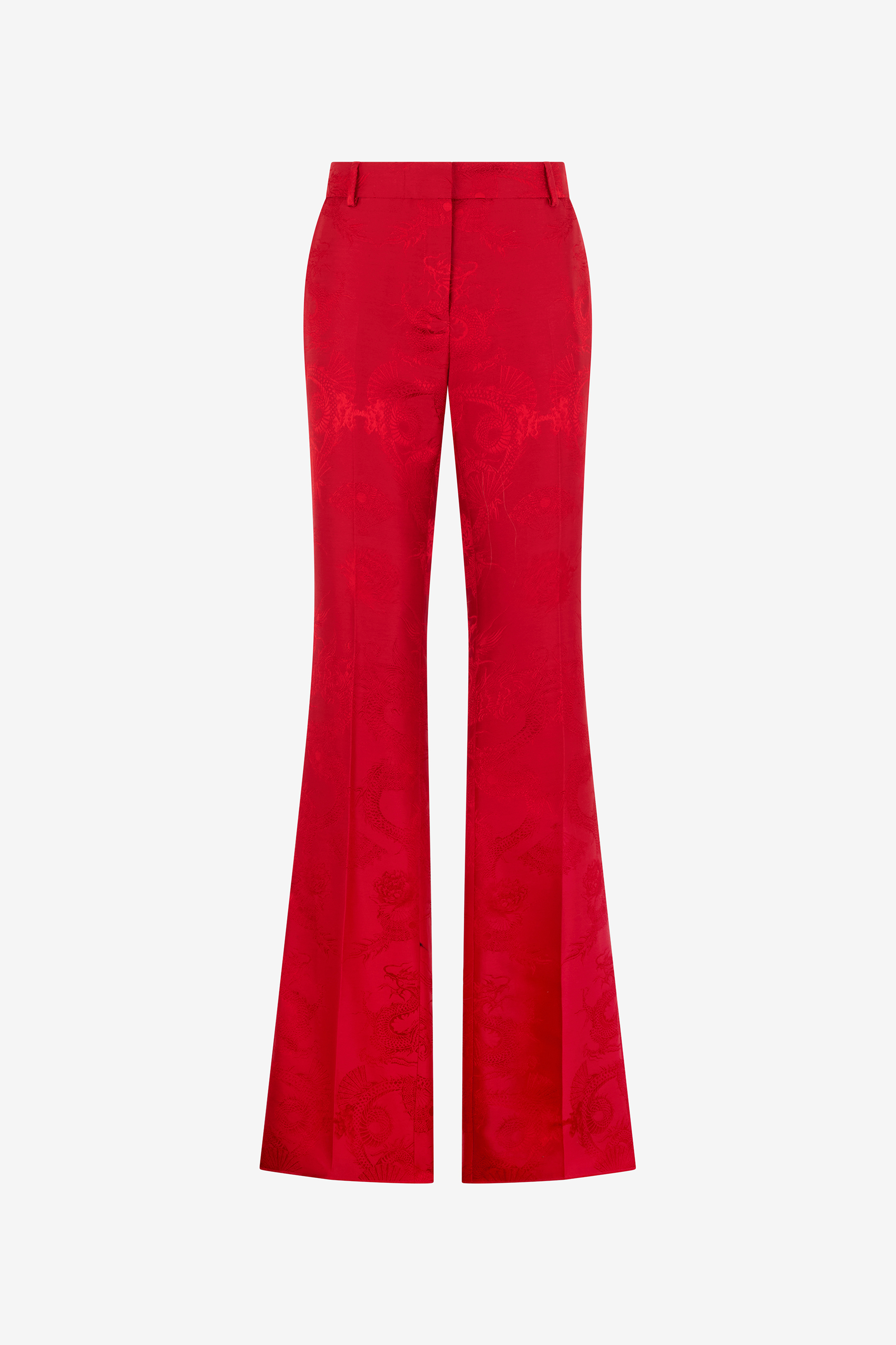 Roberto Cavalli Women's Dark/Red Trousers With Dragon Pattern - Rosso Scuro 191664