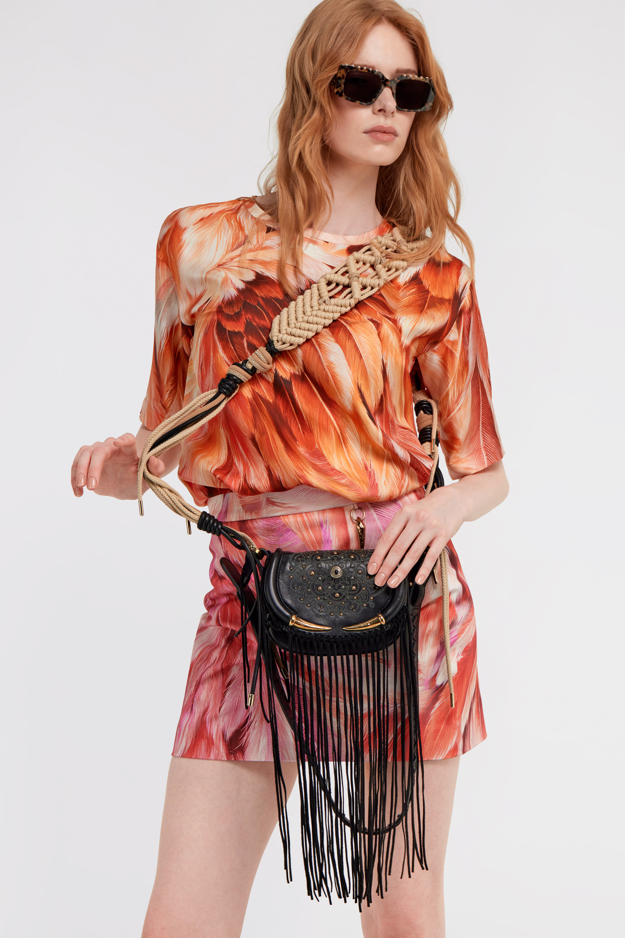Roberto Cavalli Fringe Fang Bag In Black