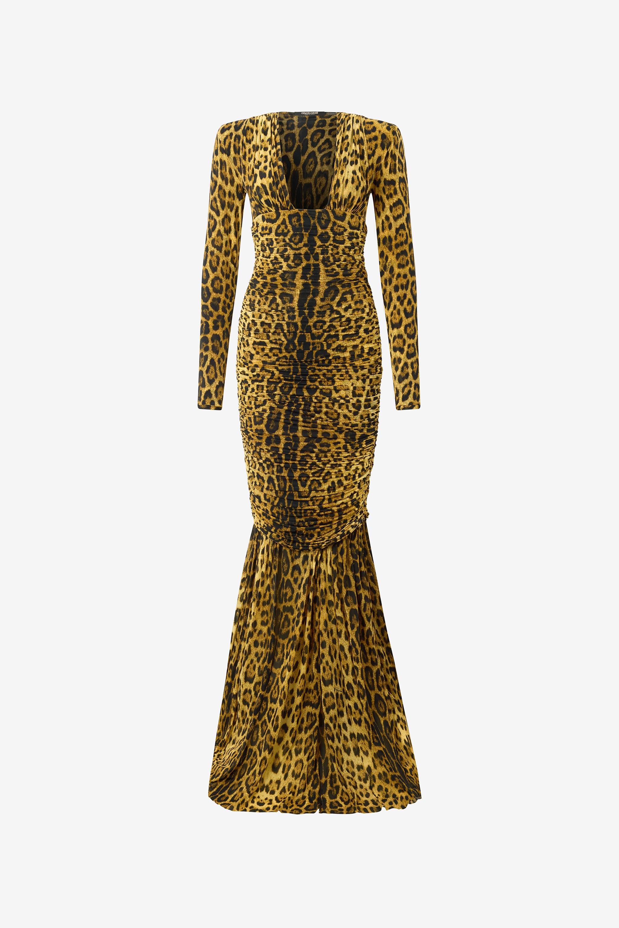 Roberto Cavalli Long Dress With Jaguar Skin Print In Multi