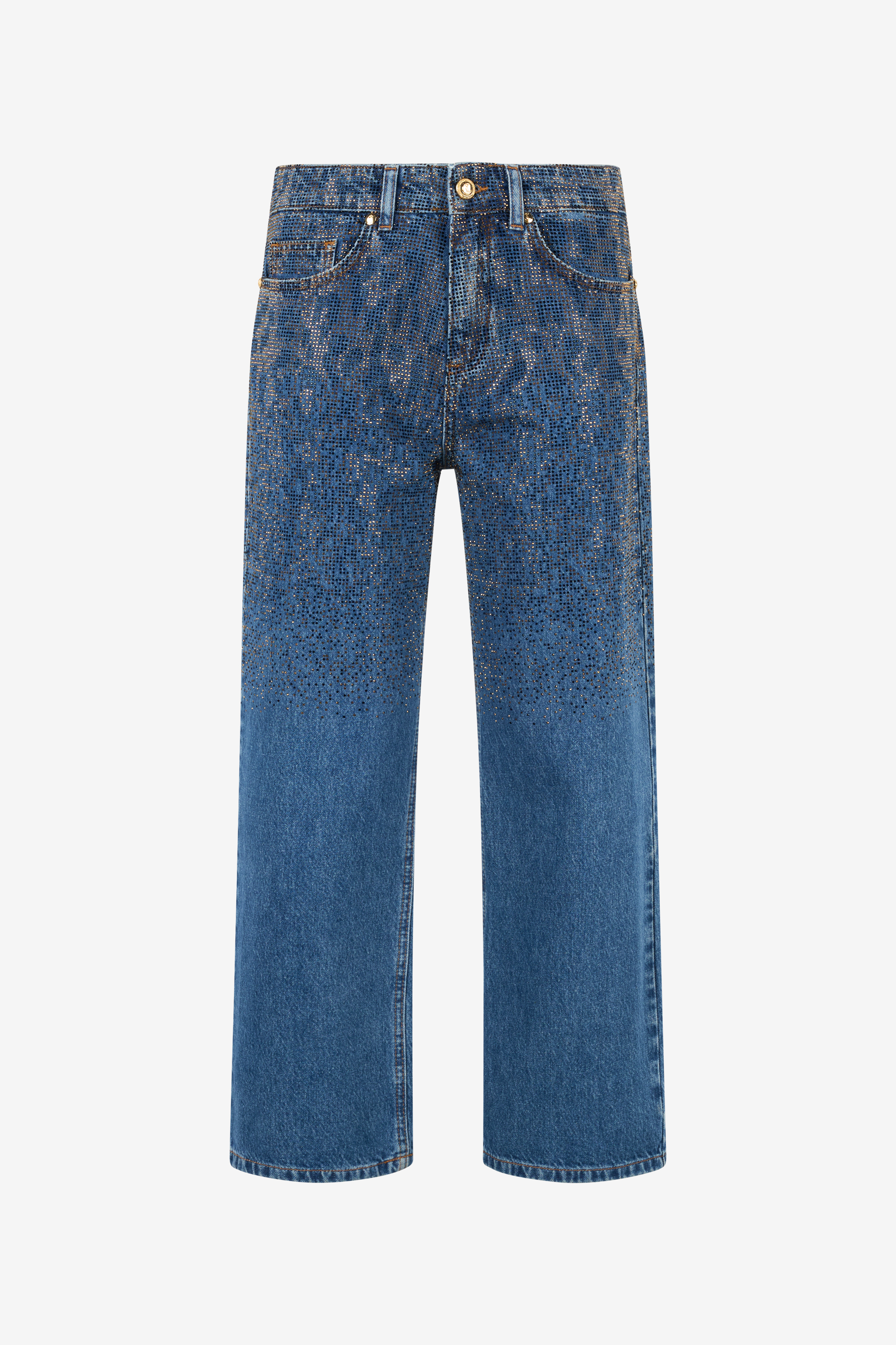 Roberto Cavalli Women's Blue Denim Culotte Jeans With Rhinestones - Ready To Wear