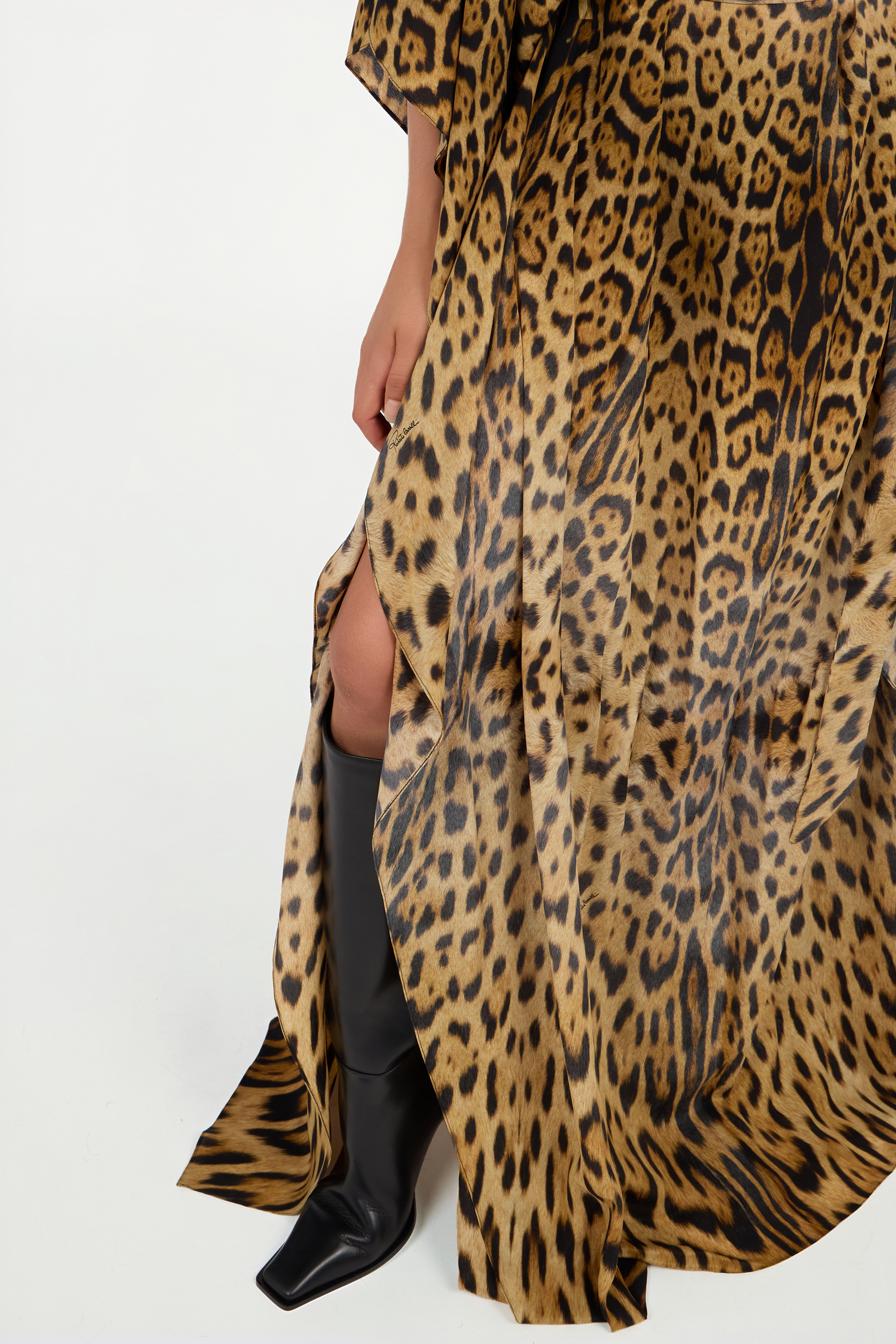 Long silk dress with Jaguar Skin print
