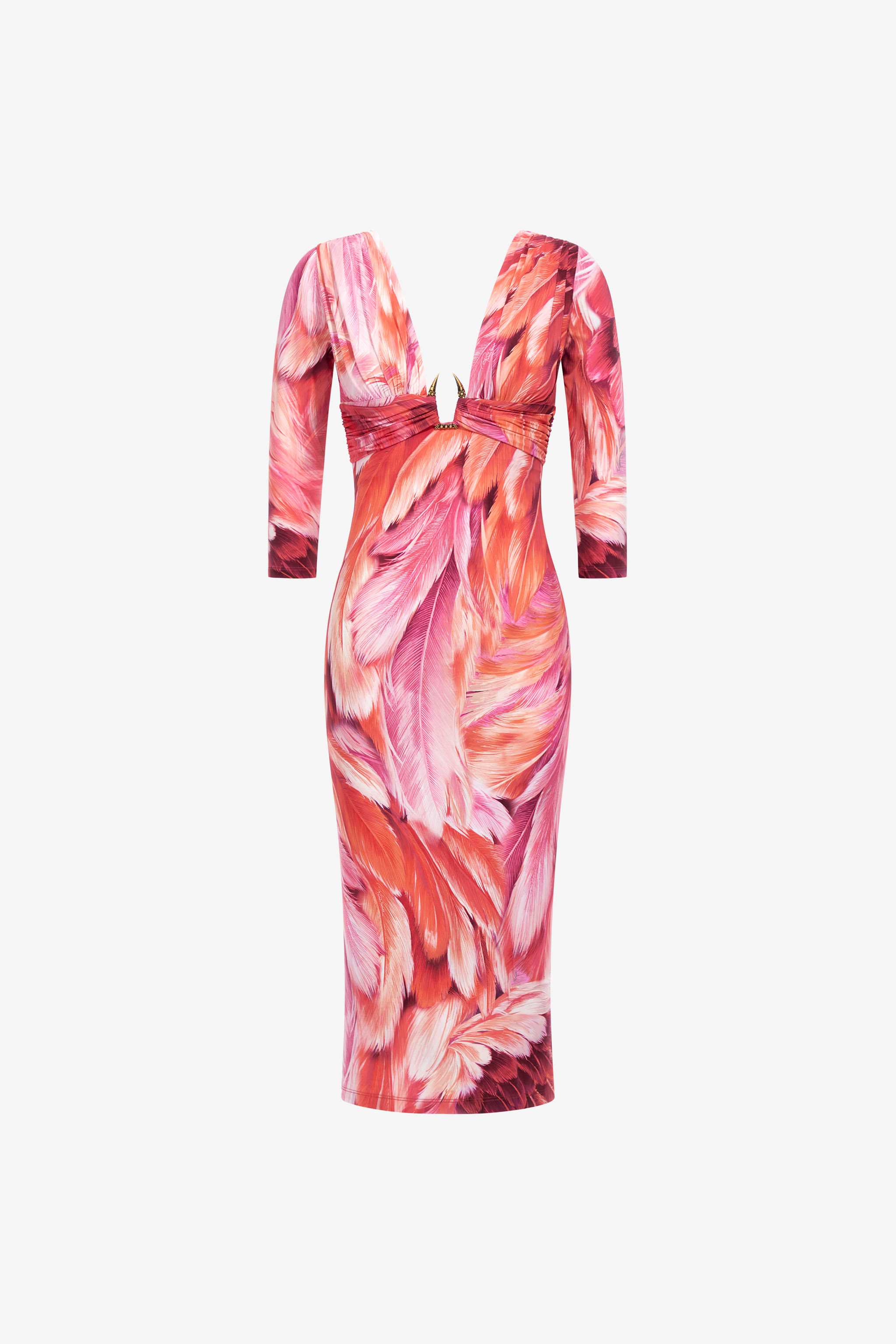 ROBERTO CAVALLI DRESS PLUMAGE PRINT