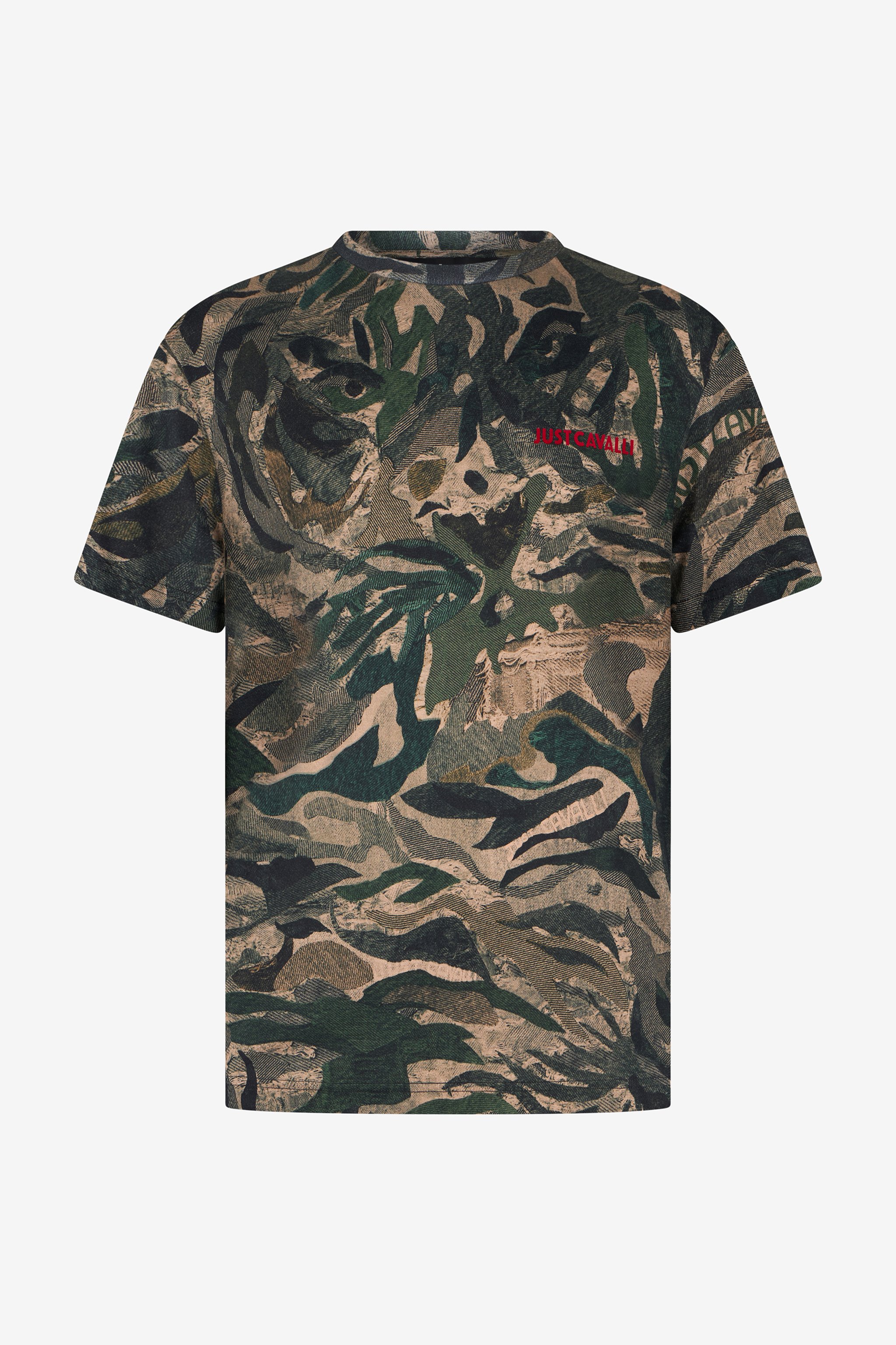 Roberto Cavalli Tiger Camu Print T-shirt In Multi
